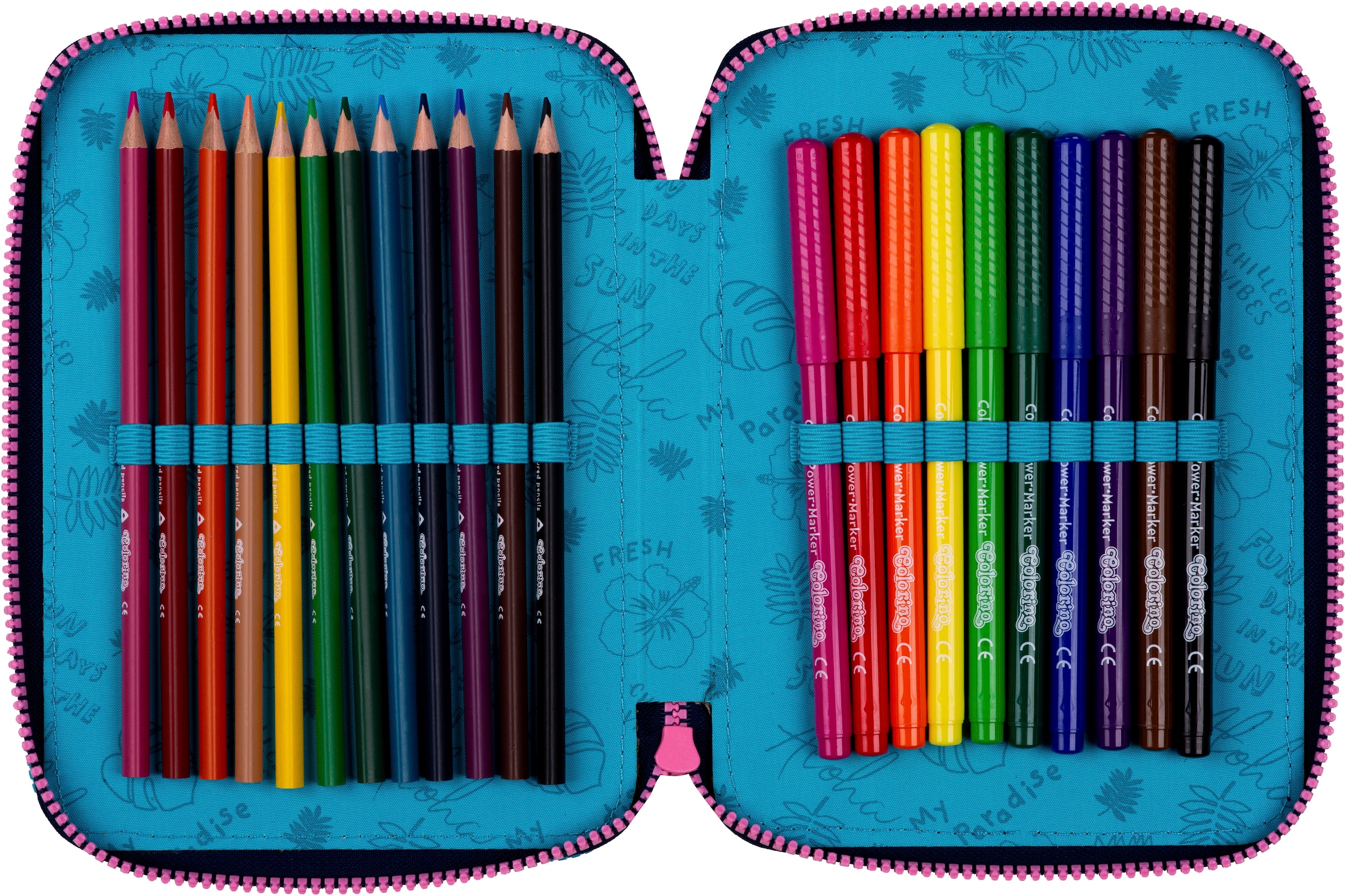 CoolPack Federmäppchen »Etui XL, Disney, Stitch, mit 2 Reißverschlüssen«, befüllt