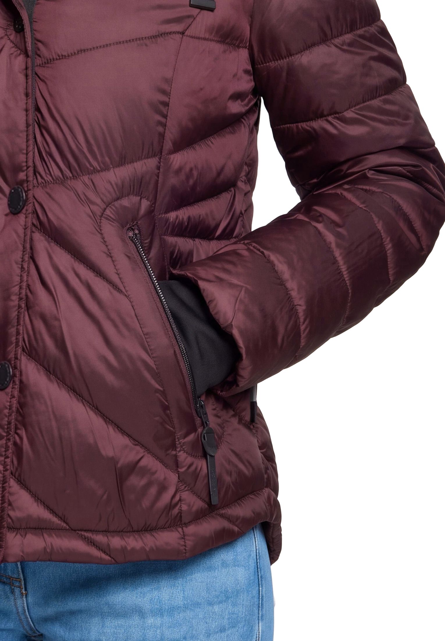 Gil Bret Steppjacke mit Kapuze mit abnehmbarer Kapuze und verdecktem Reißverschluss