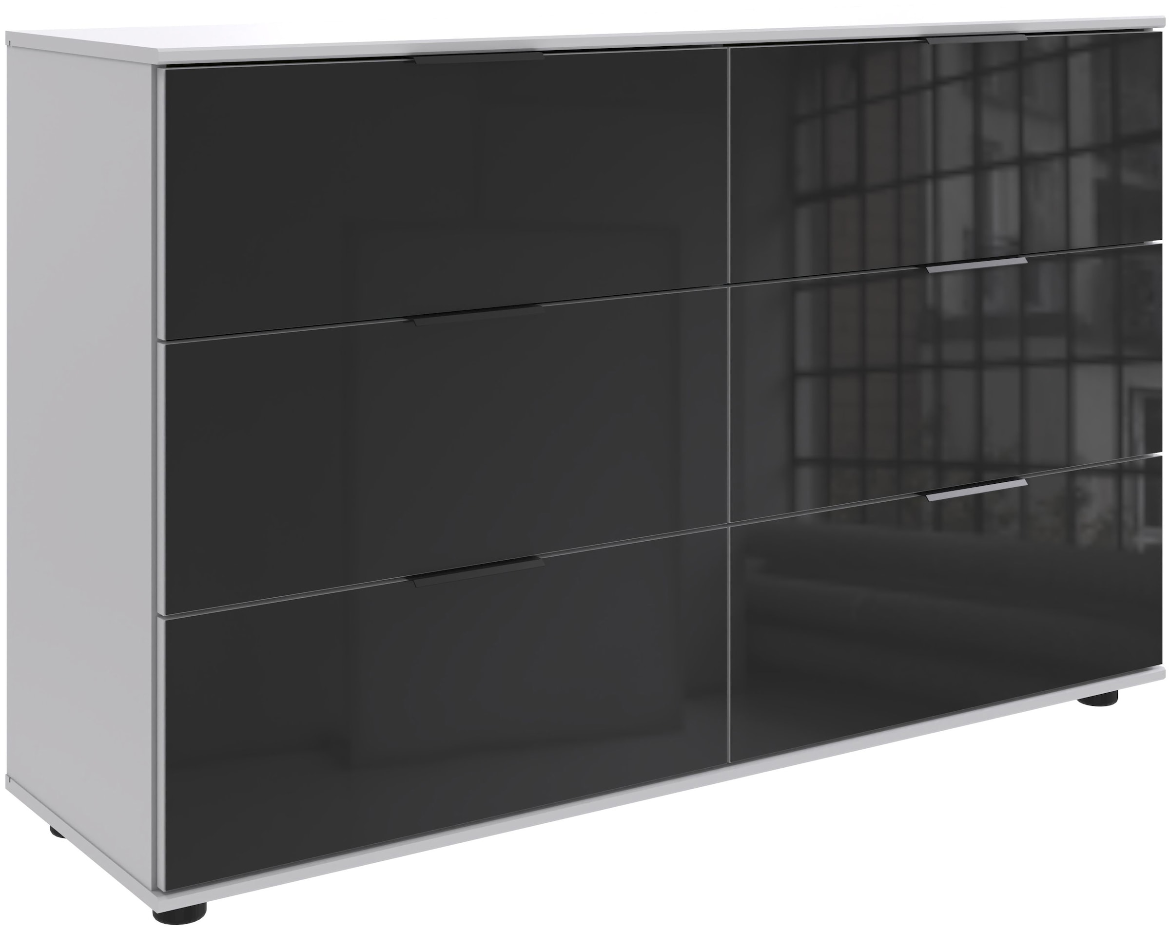 Schubkastenkommode »Leonberg, Sideboard mit 6 Schubladen«, mit Glasfront, B/T/H...