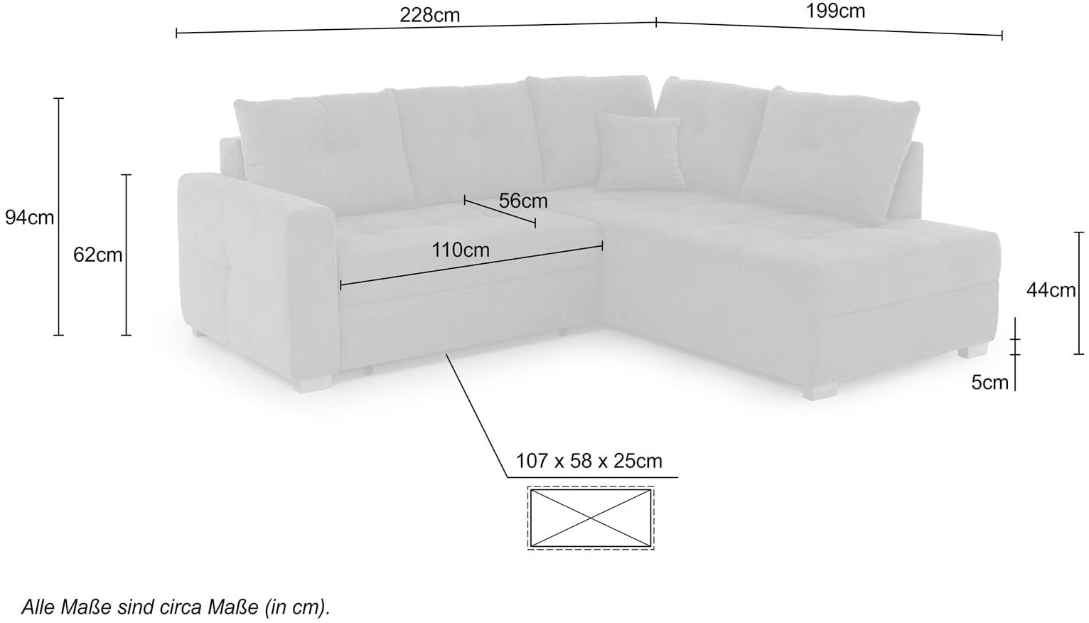 Jockenhöfer Gruppe Ecksofa »Heidelberg L-Form«, inklusive Bettfunktion, Bettkasten, Ottomane links oder rechts