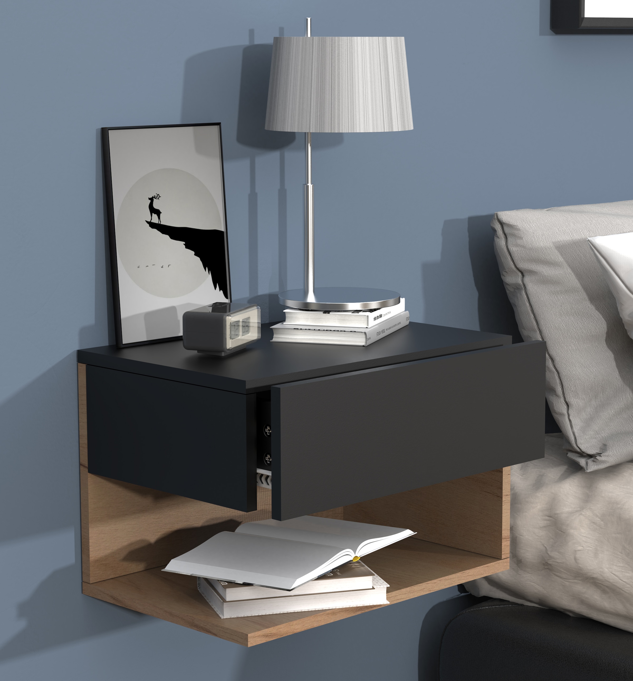 VCM Nachttisch »Wandschublade Wand Hänge Nachttisch Usal XL 45cm«