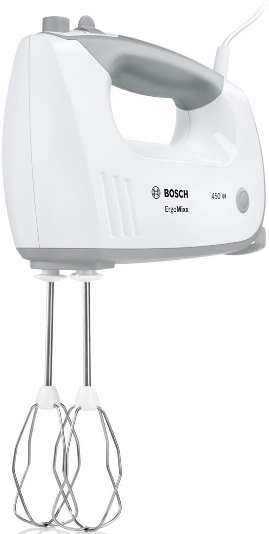 BOSCH Handmixer »ErgoMixx MFQ36400«, 450 W, 5 Stufen plus Turbostufe, 2  Turbobesen, 2 Edelstahl-Knethaken, weiß mit 3 Jahren XXL Garantie