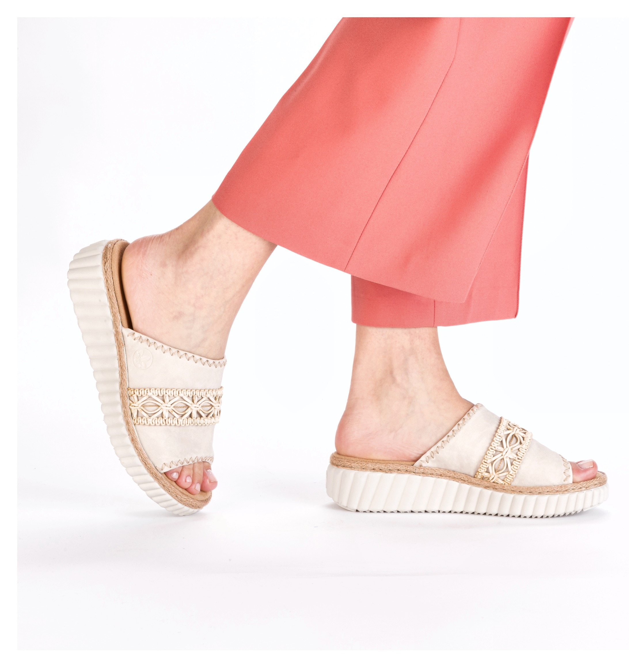 Rieker Pantolette, Sommerschuh, Strandschuh, Urlaubschuh, Hausschuh mit softer Innensohle