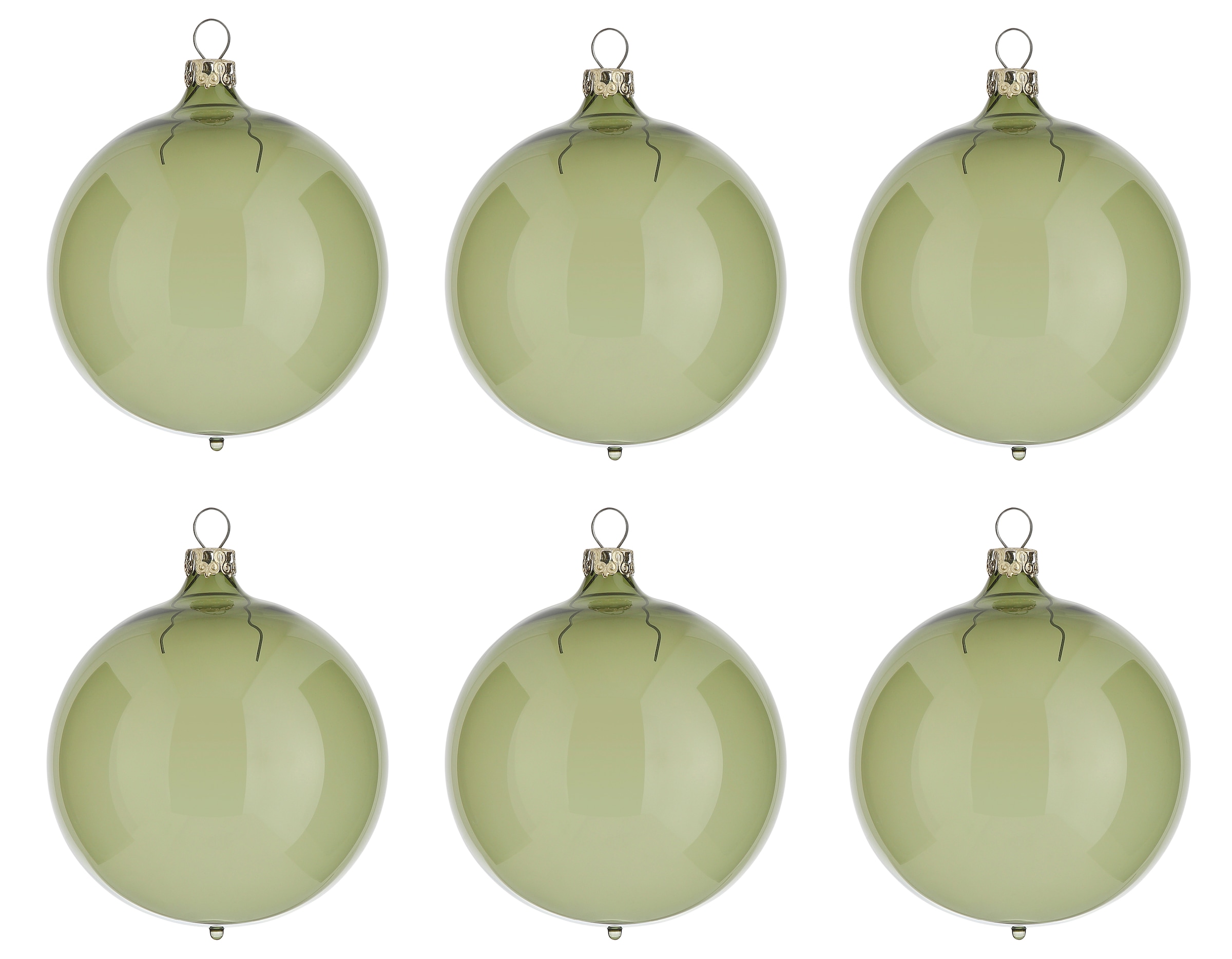 Thüringer Glasdesign Weihnachtsbaumkugel »Transparent, Weihnachtsdeko, Christbaumschmuck, Christbaumkugeln Glas«, (Set, 6 St.), grün