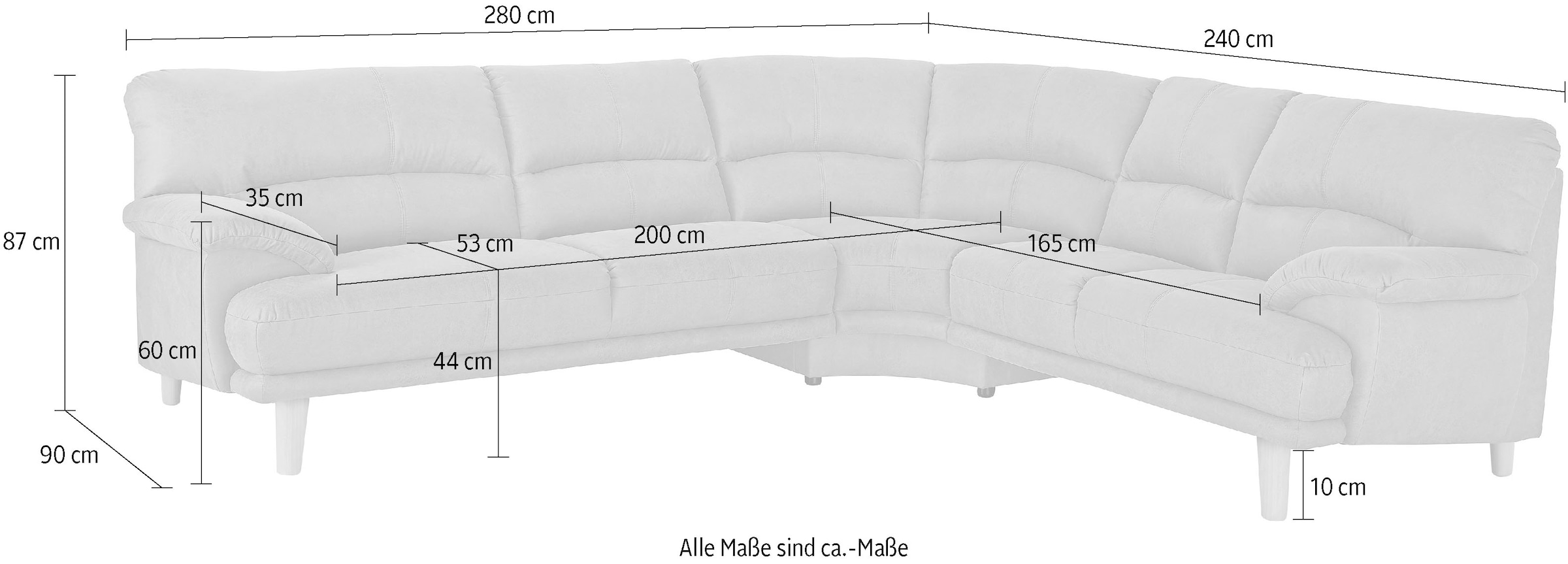 TRENDMANUFAKTUR Polsterecke »Cecilia, italienisches Designsprache, modern und komfortabel, L-Form,« toller Sitzkomfort und bequeme Armlehnen