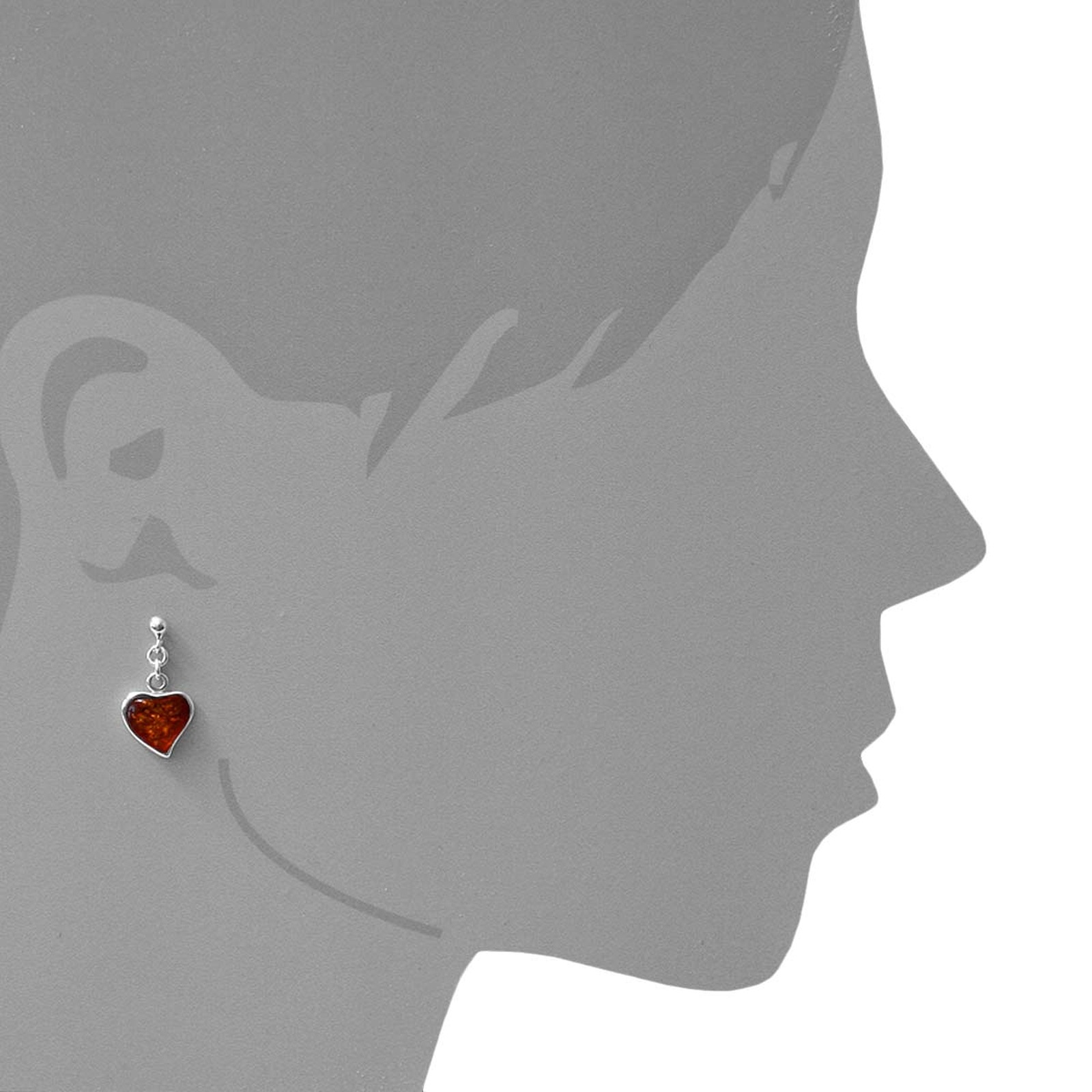 OSTSEE-SCHMUCK Paar Ohrhänger »- Herz 12 mm - Silber 925/000 - Bernstein«