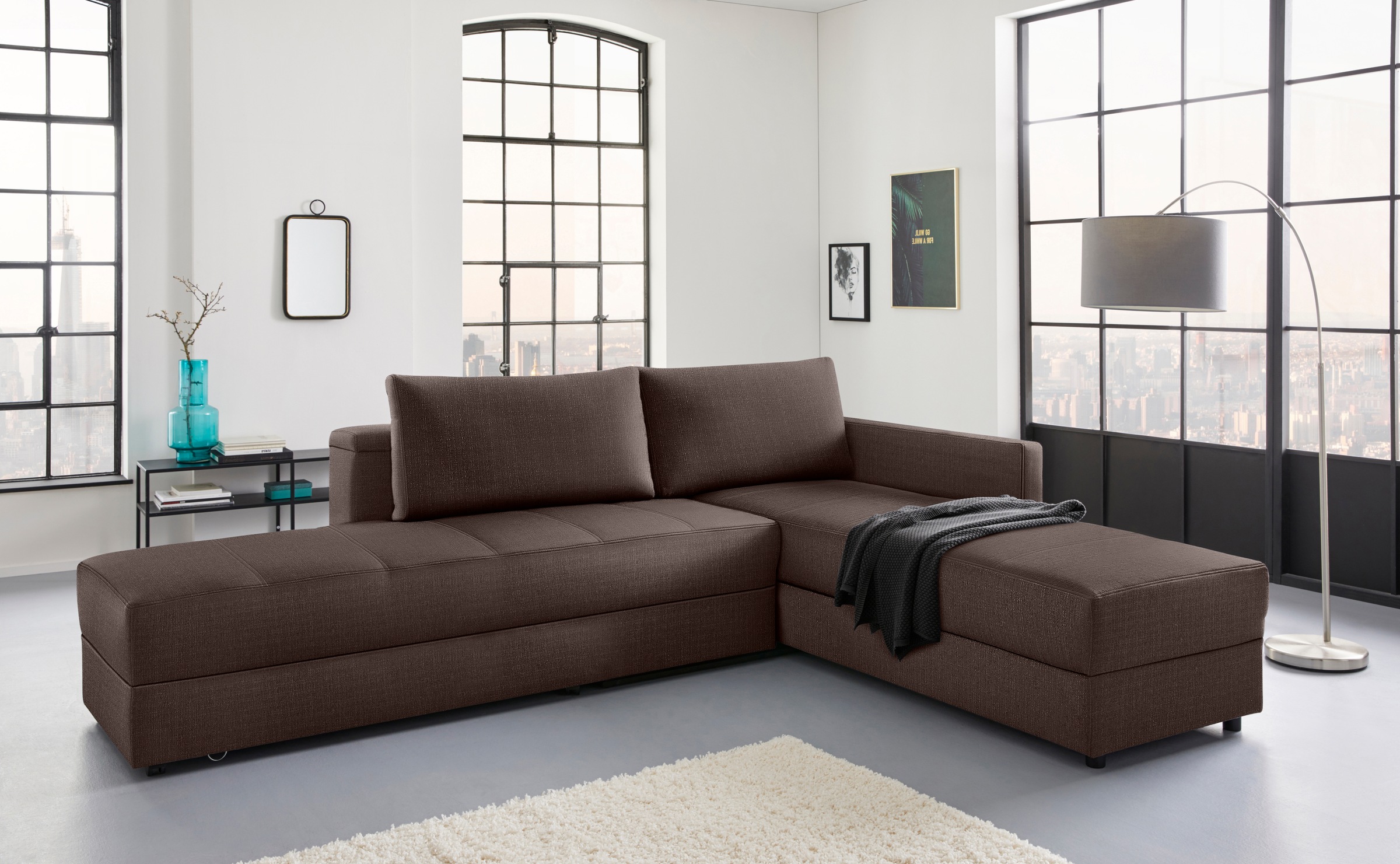 LOOKS by Wolfgang Joop Ecksofa »LooksIII L-Form«, durch Drehfunktion zum Bett wandelbar, inklusive Staufach