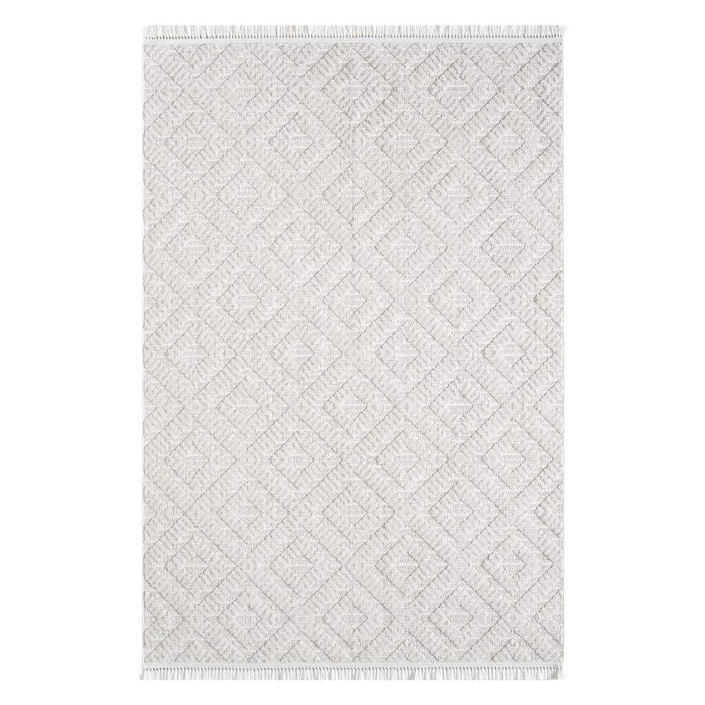 Carpet City Teppich »CLASICO 8927«, rechteckig, 11 mm Höhe, Läufer, Kurzflor, Hochtief-Muster, Boho, Fransen, Wohnzimmer