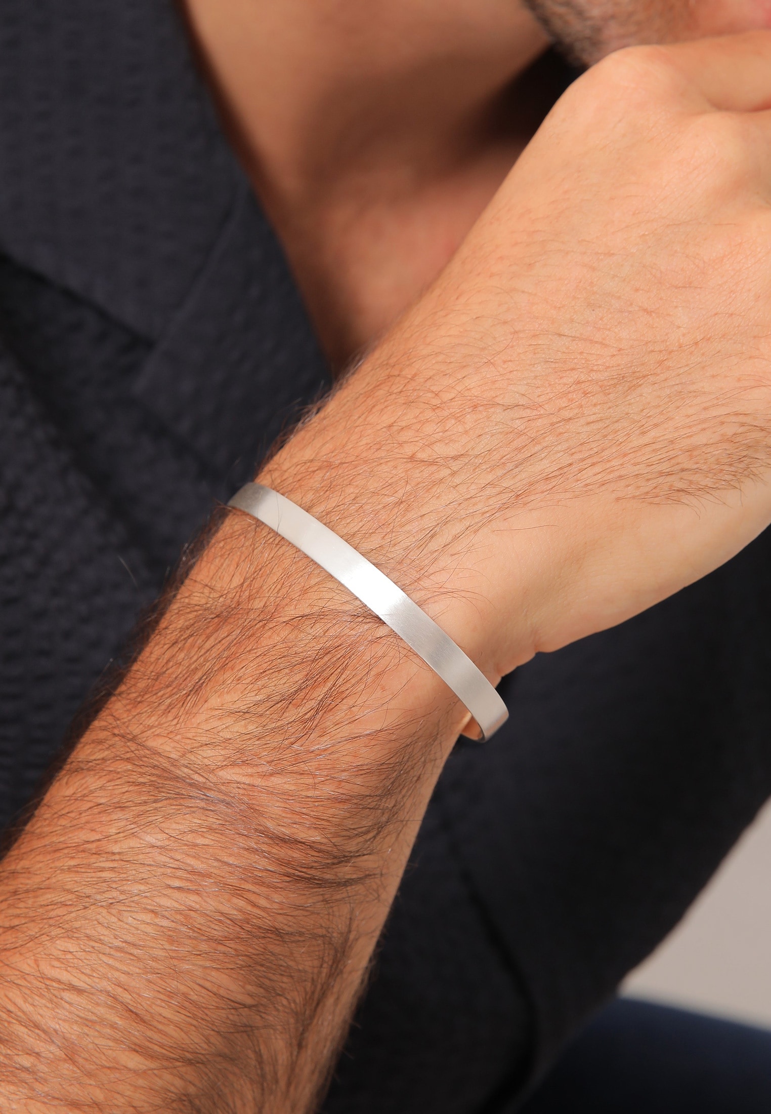 Kuzzoi Armreif »Armband Herren Basic Bangle Matt 925 Silber«