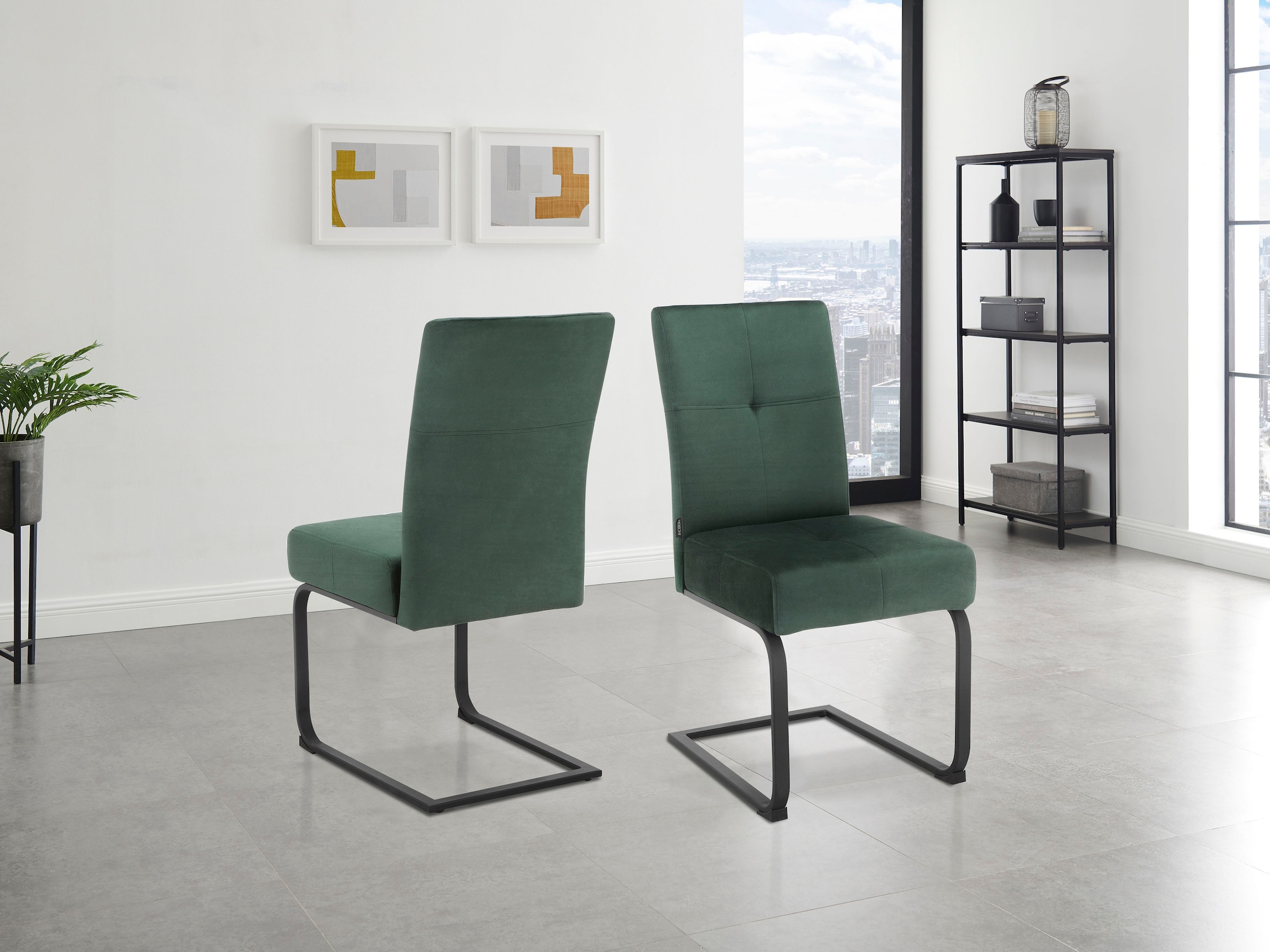 INOSIGN Esszimmerstuhl »Bjarka«, 2 St., Veloursstoff, Sitz und Rücken gepolstert, Gestell aus Metall, Sitzhöhe 48,5 cm