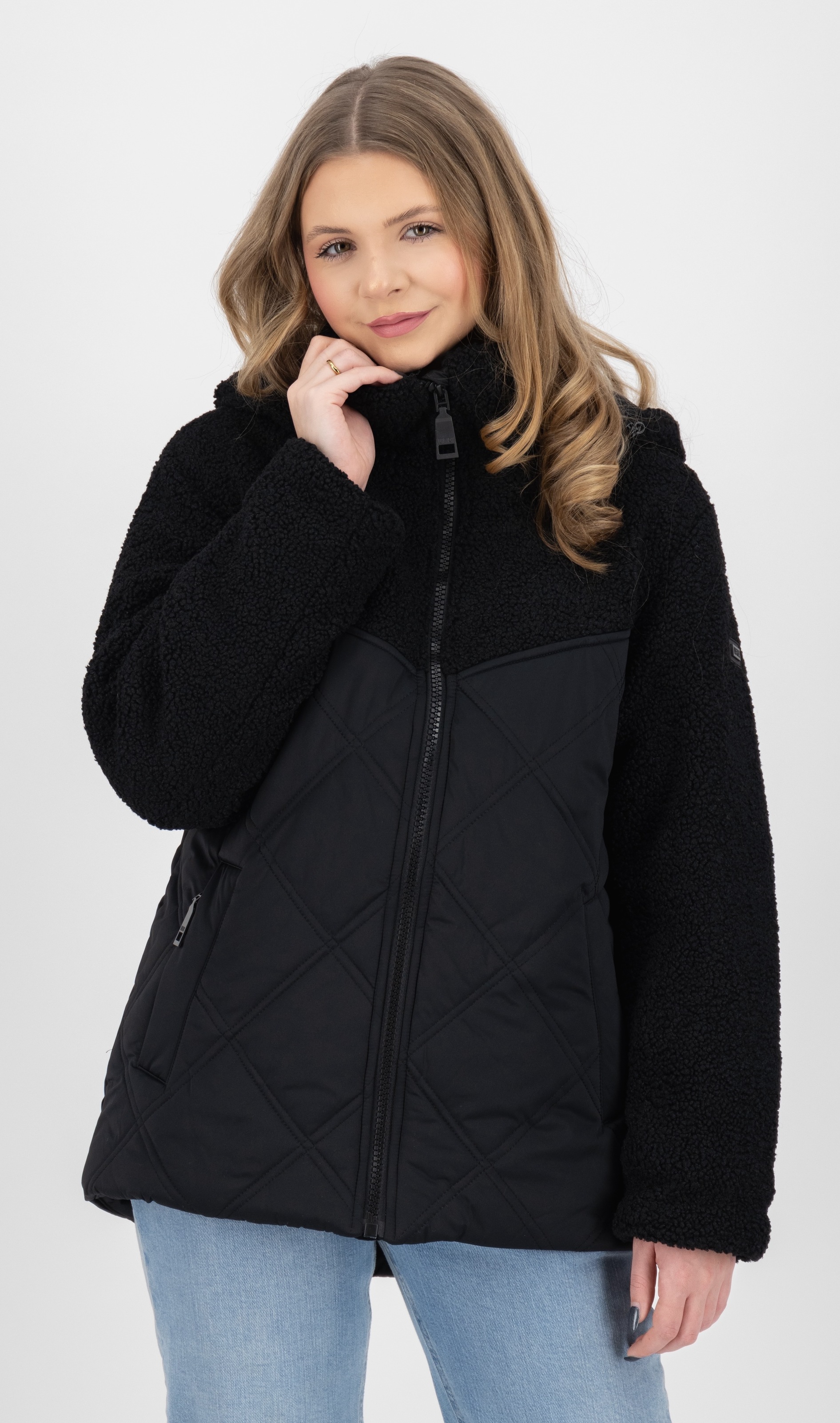LPO Steppjacke »XAVIA WMN« mit Kapuze hochgeschlossener Kragen mit Sherpa-Fleece