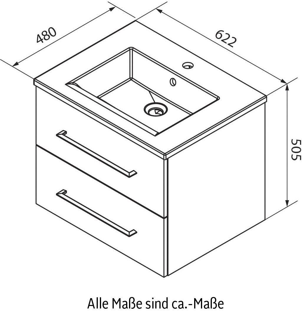 FACKELMANN Waschtisch »B.perfekt«, Badmöbel Breite 60 cm