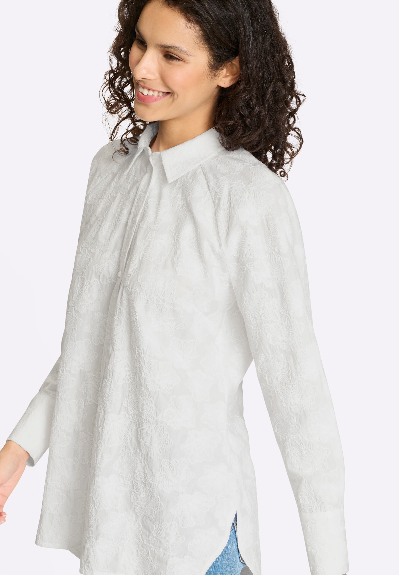 heine Hemdbluse »Bluse Baumwollbluse mit Strukturmuster«