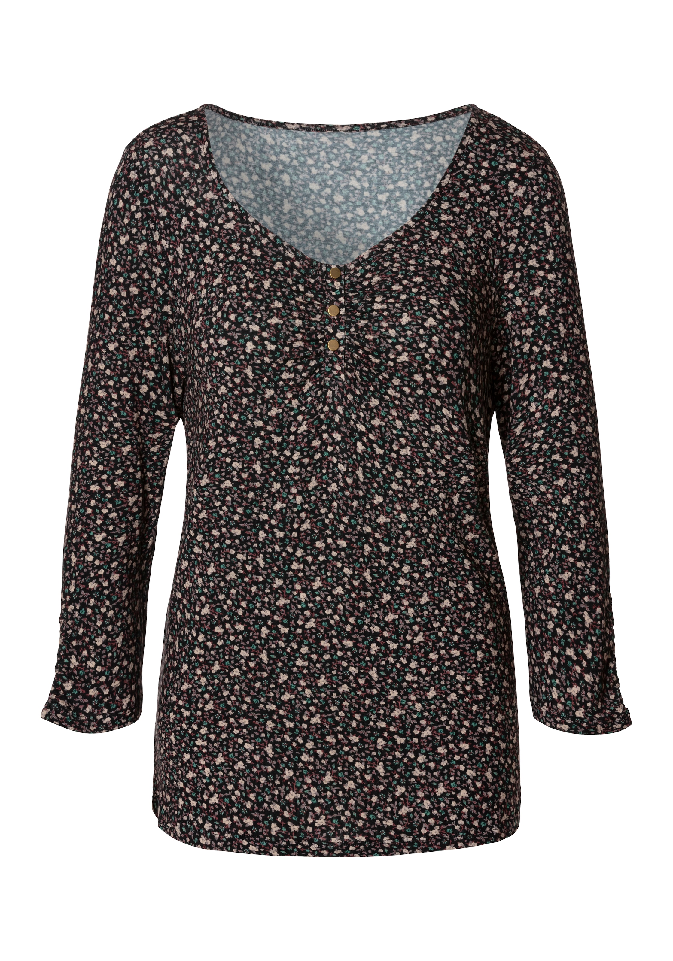 Vivance 3/4-Arm-Shirt »mit kurzer Zierknopfleiste« 2er-Pack,  aus weichem Viskose-Stretch