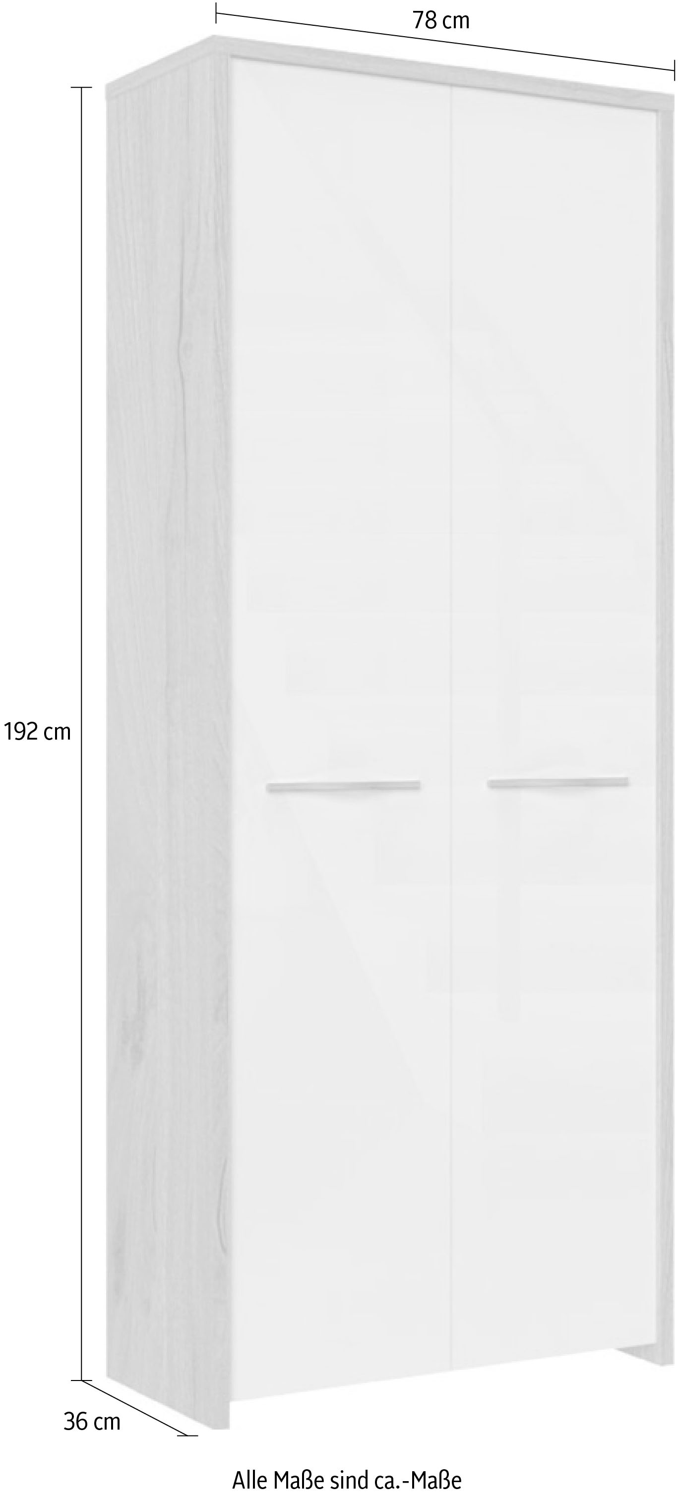 Home affaire Garderobenschrank »Gala«, hochwertig UV lackiert, Soft-Close-Funktion, Höhe 192cm