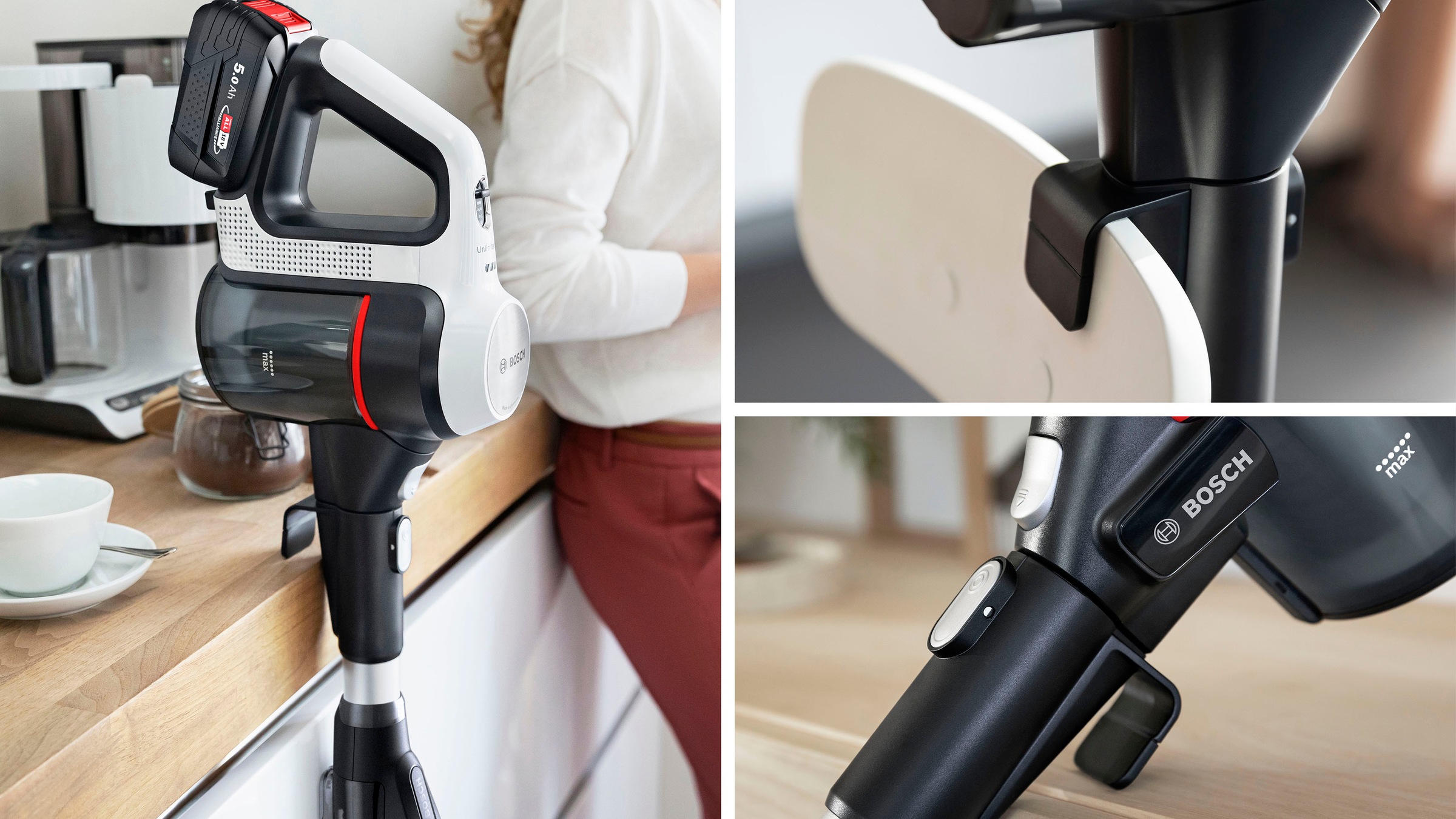 BOSCH Akku-Bodenstaubsauger »Unlimited 7 BSS715CARP, 5.0 Ah Akku, Knickrohr, Hygiene-Filter,«, 10 Jahre Motorgarantie, Schnellladegerät, Made in Germany, weiß