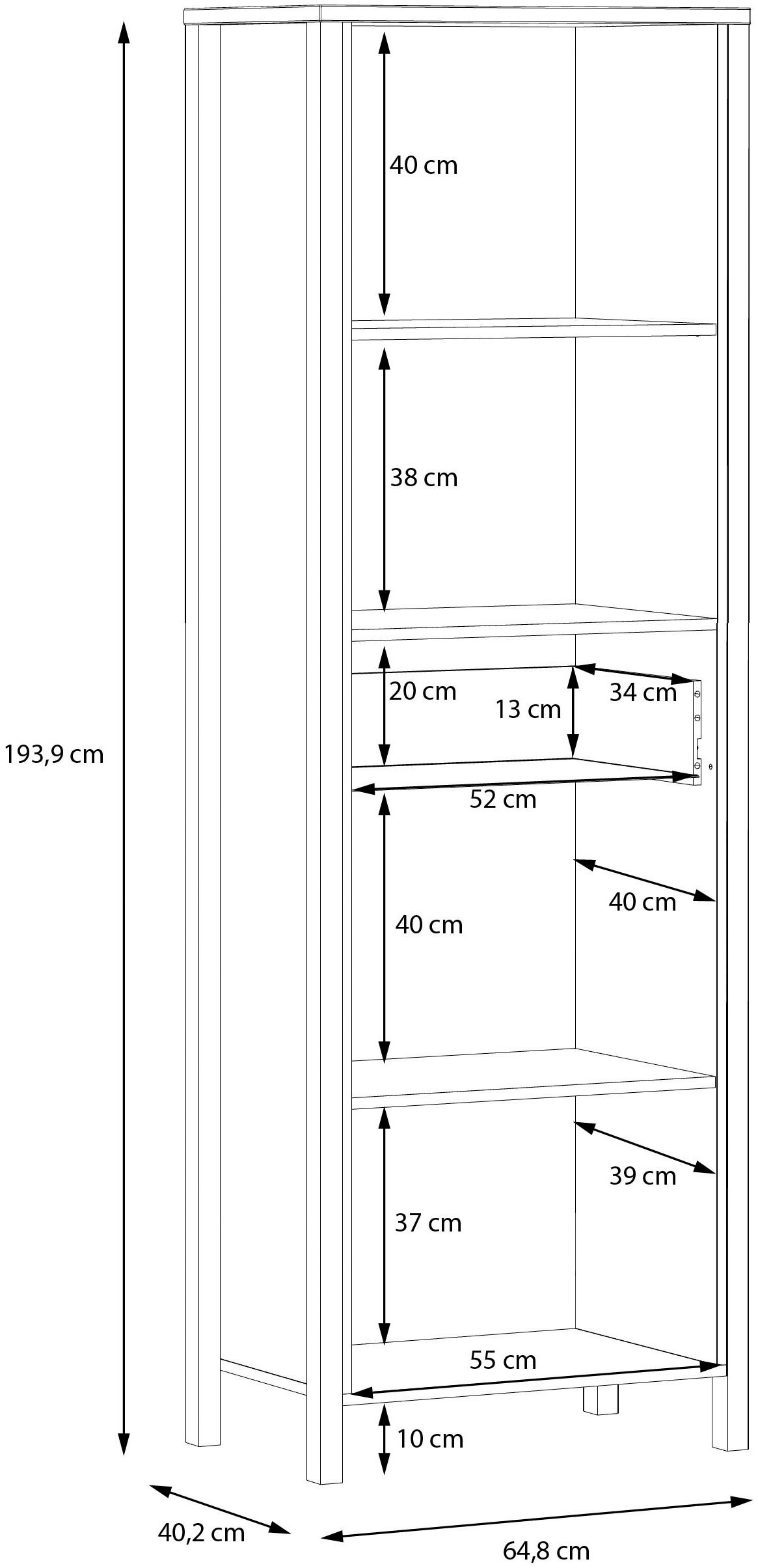 FORTE Aktenregal »High Rock«, mit Tür, 4 offene Fächer, Industrial-Stil, 65x194 cm