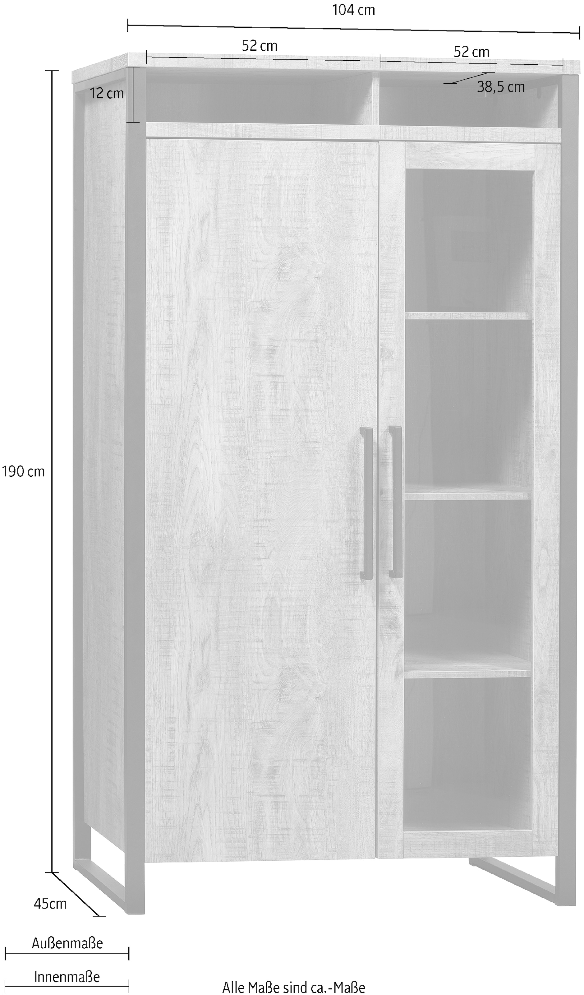OMG Design Vitrine »Carriba Wohnzimmerschrank« Höhe 190 cm, mit Soft-Close
