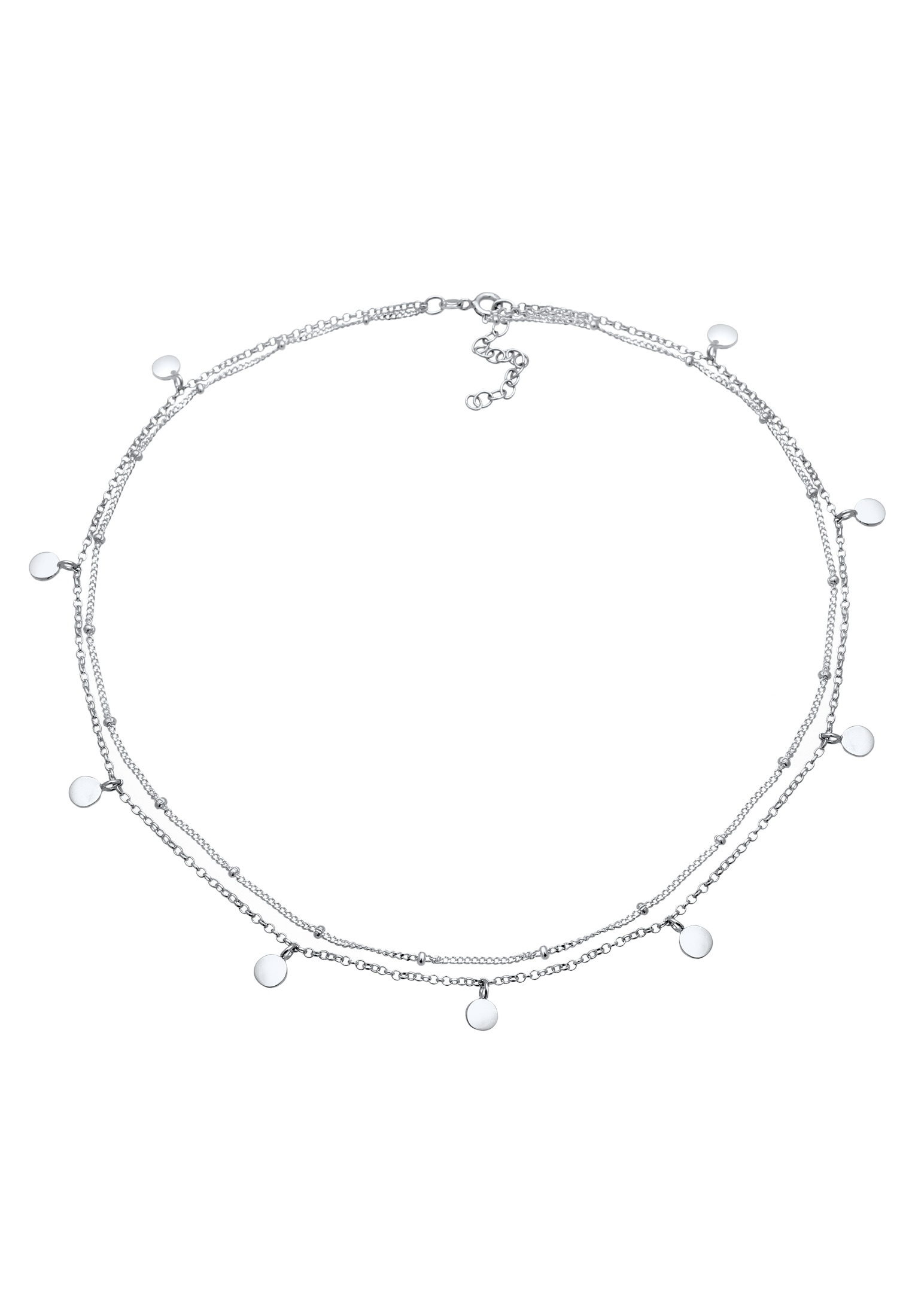Elli Choker »Halskette Choker Layer Look Kugelkette Plättchen 925 Silber«