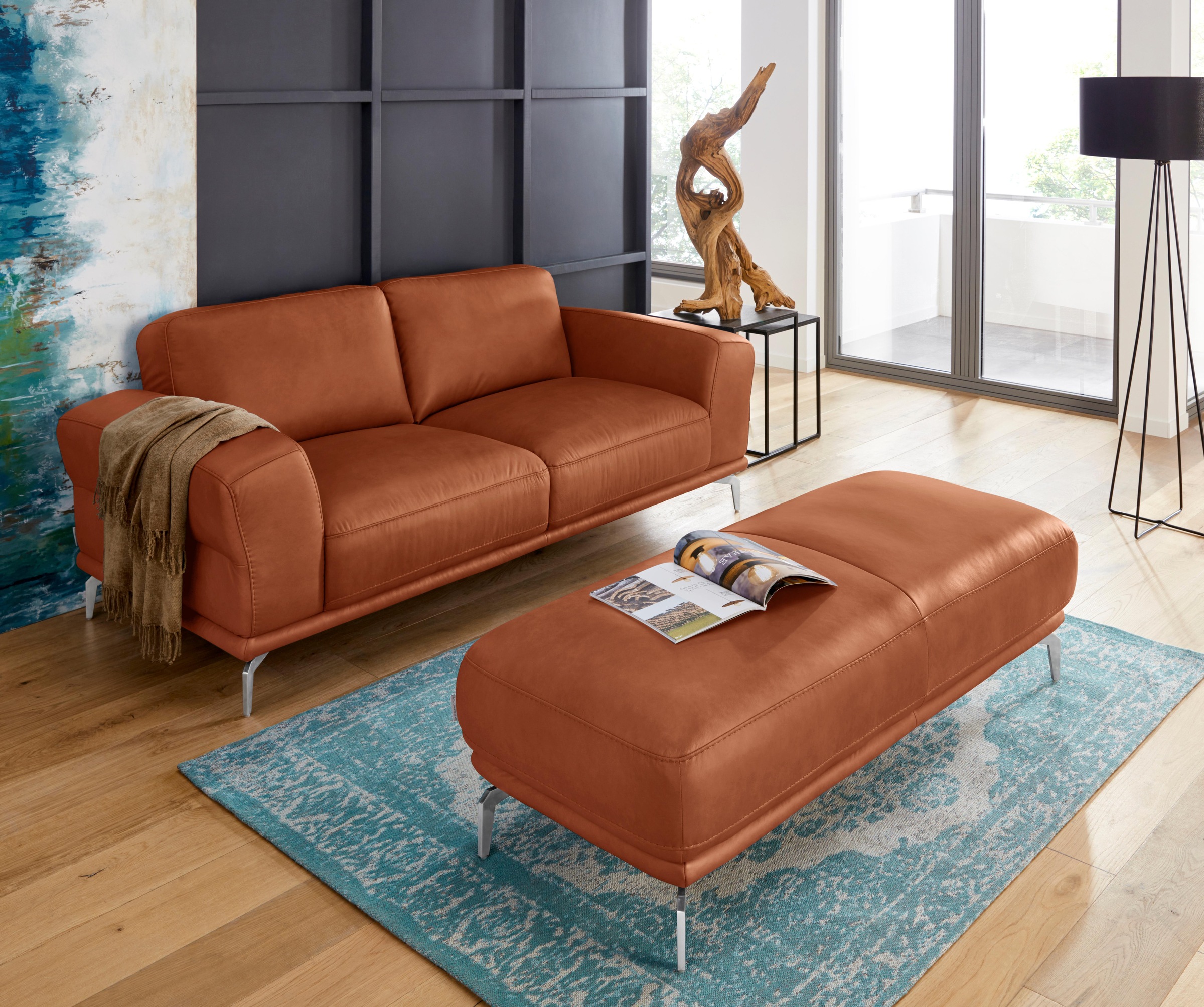 W.SCHILLIG Hocker »montanaa«, mit Metallfüßen in Chrom glänzend, Breite 141 cm