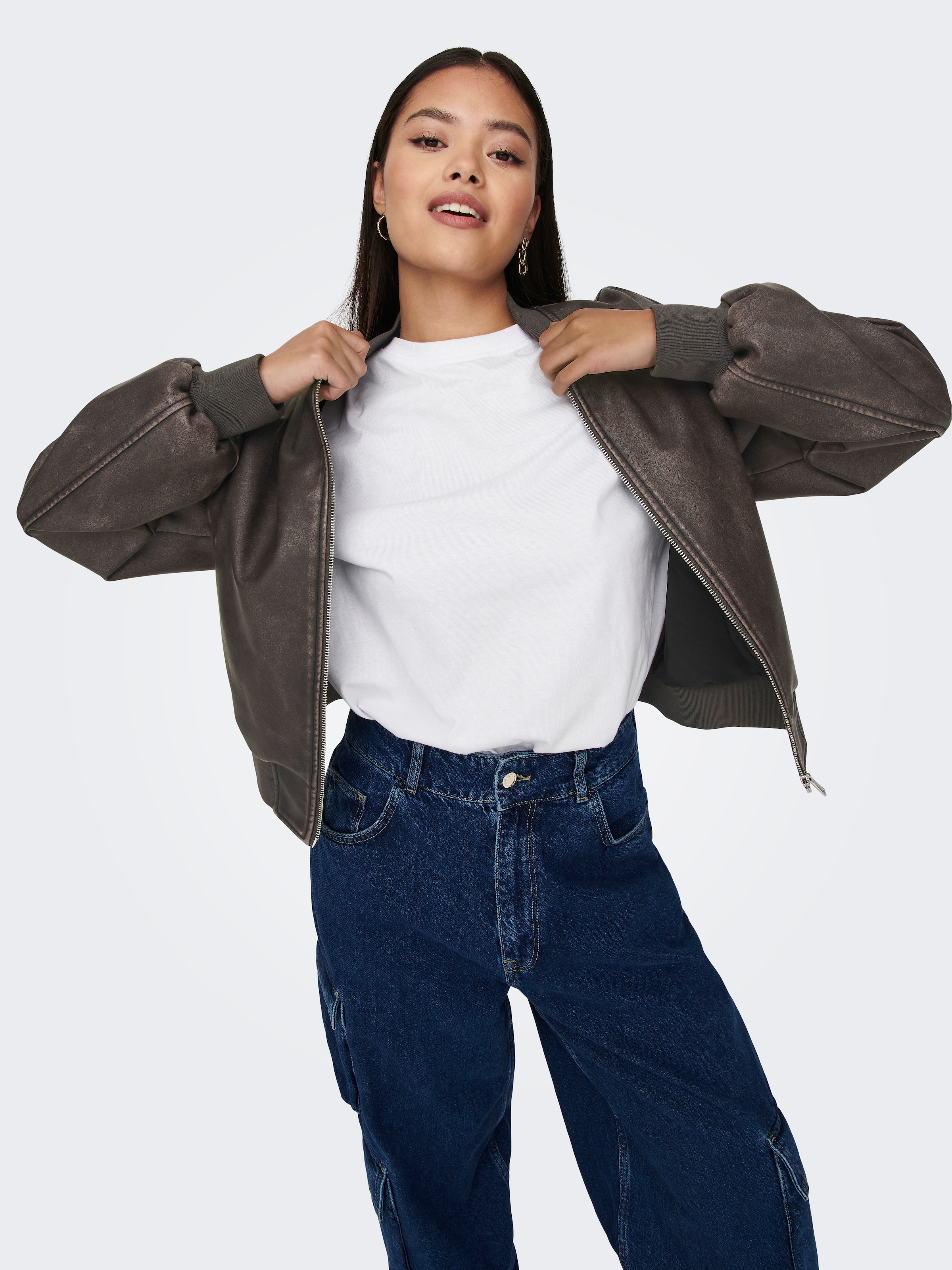 ONLY Lederimitatjacke »ONLJANE FAUX LEATHER WASHED BOMBER OTW«