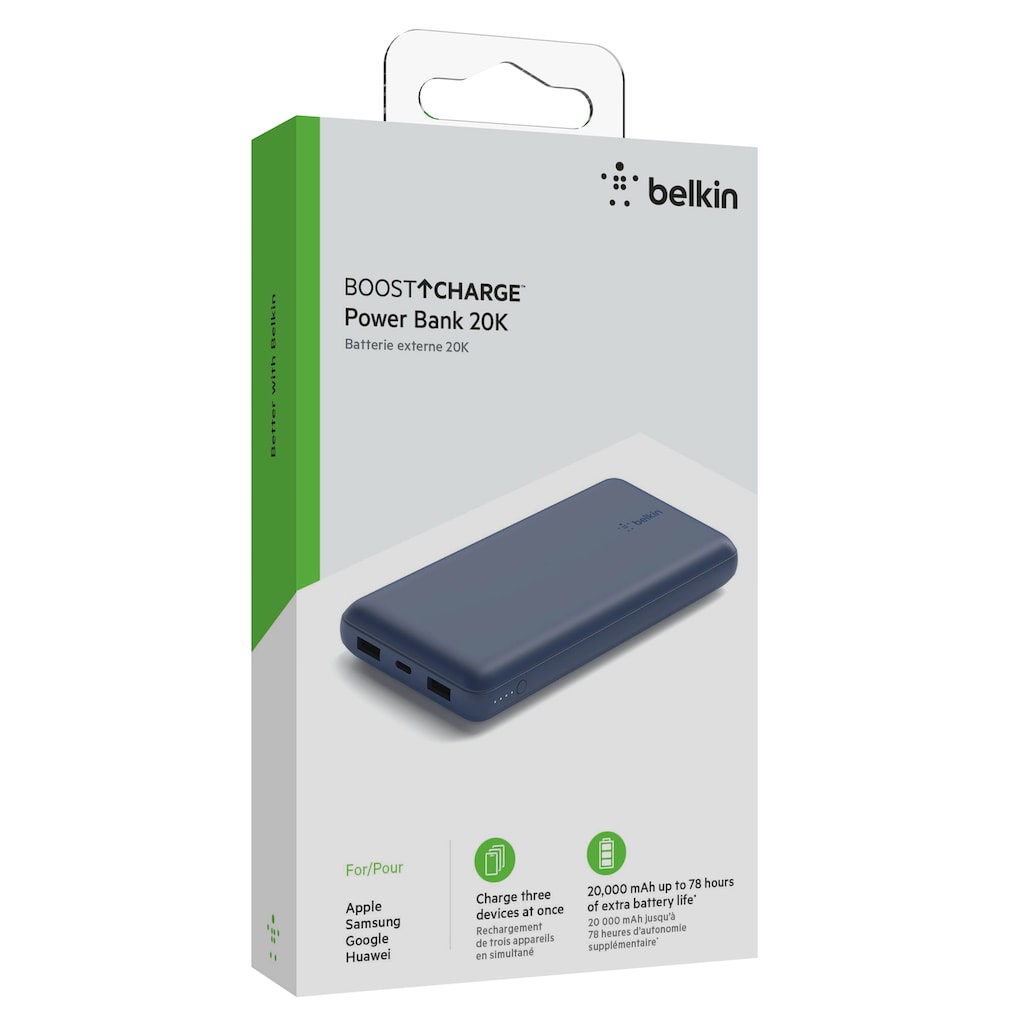 Belkin Powerbank »BoostCharge 20.000mAh Powerbank 15 Watt zum Laden von 3 Geräten«