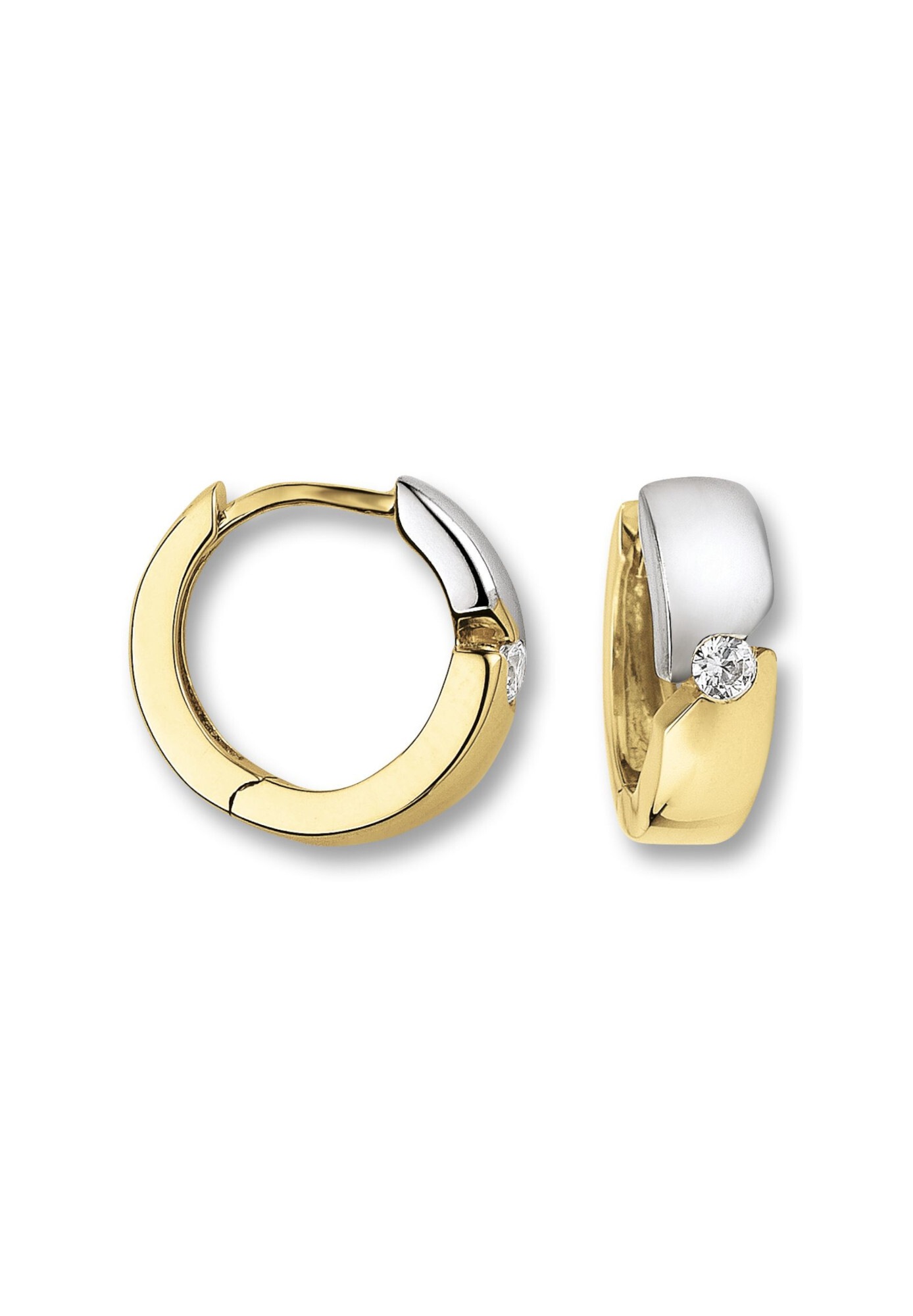 ONE ELEMENT Paar Creolen »Zirkonia Ohrringe  Creolen aus 333 Gelbgold«