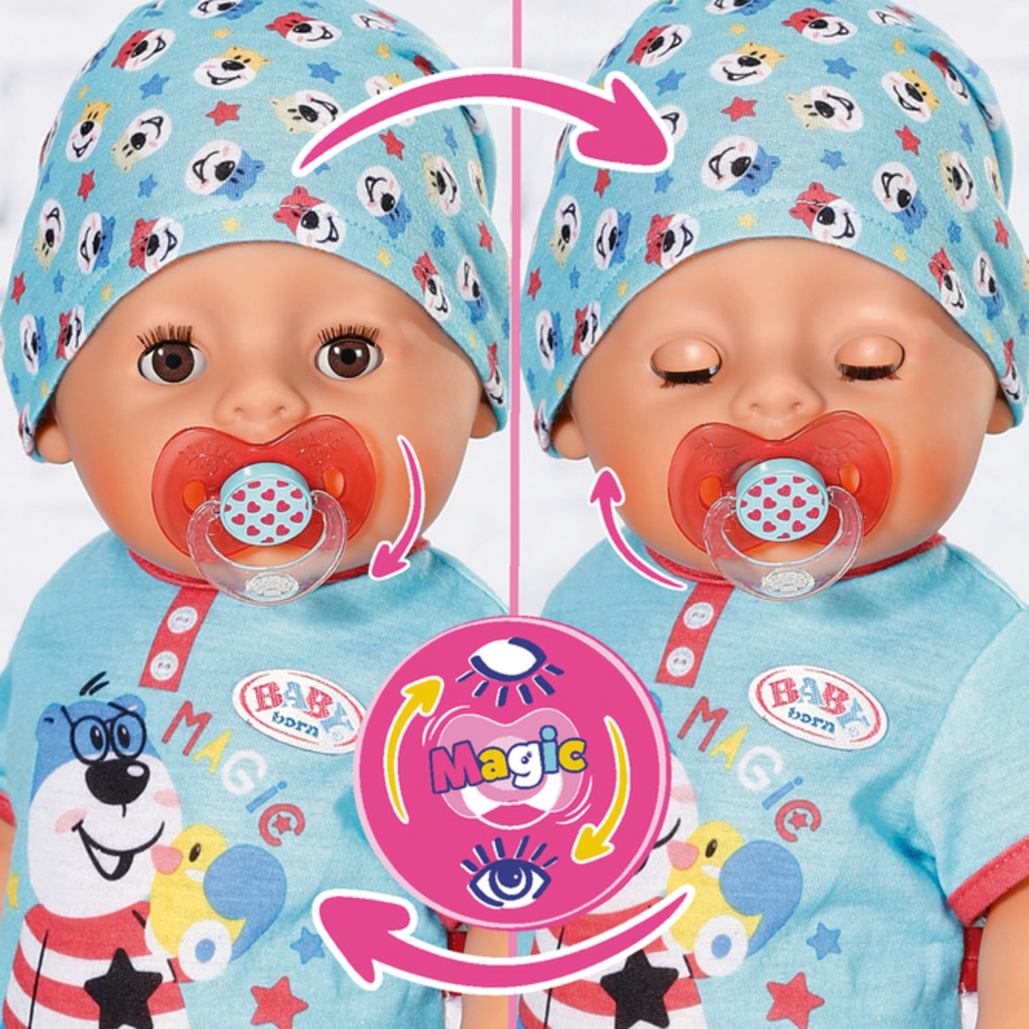 Baby Born Babypuppe »Magic Boy, 43 cm«, (Set, 13 tlg.), mit 10 lebensechten Funktionen