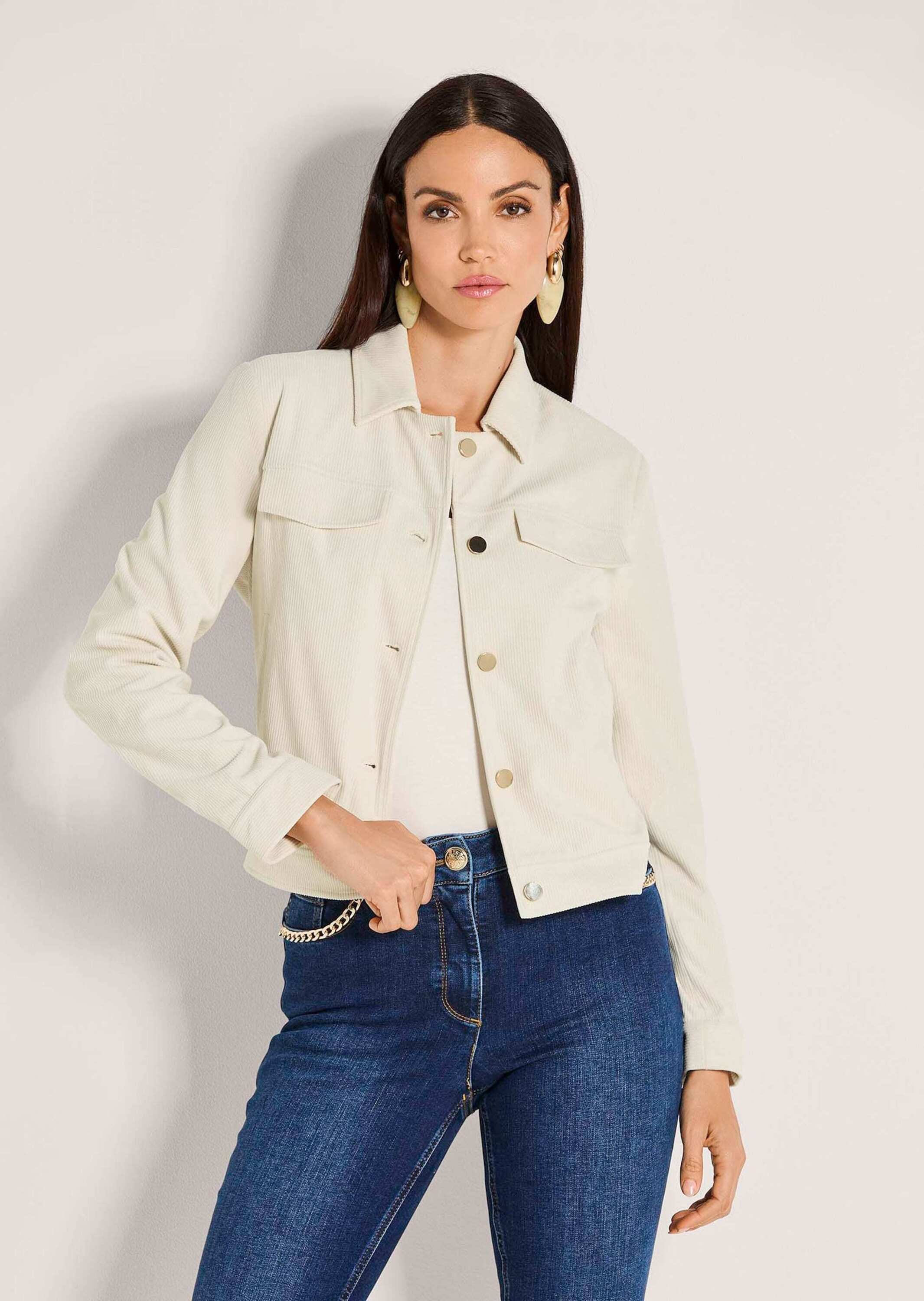 MADELEINE Strickfleecejacke »Cordjacke Kurzjacke mit Umlegekragen«