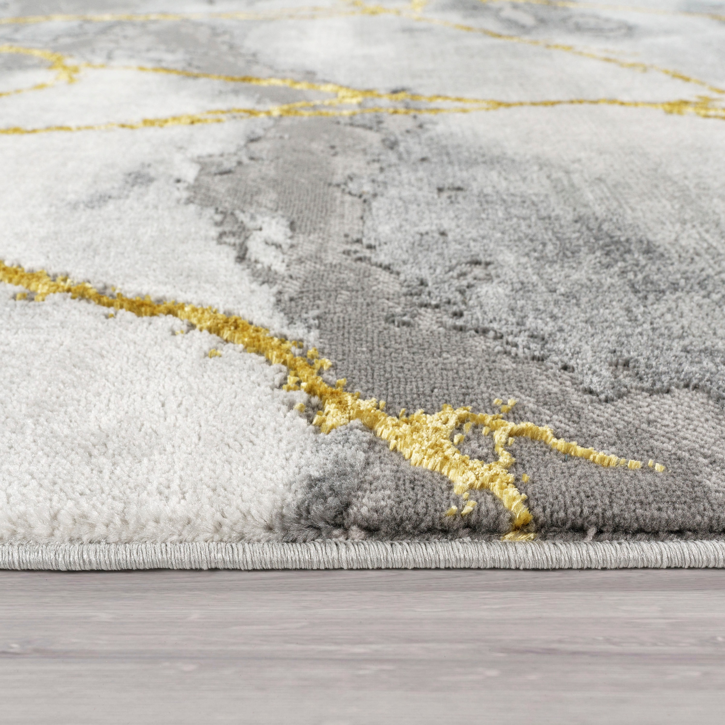 Paco Home Teppich »Craft 270«, rechteckig, 16 mm Höhe, Kurzflor, moderne Marmor Optik, mit Gold-Effekten