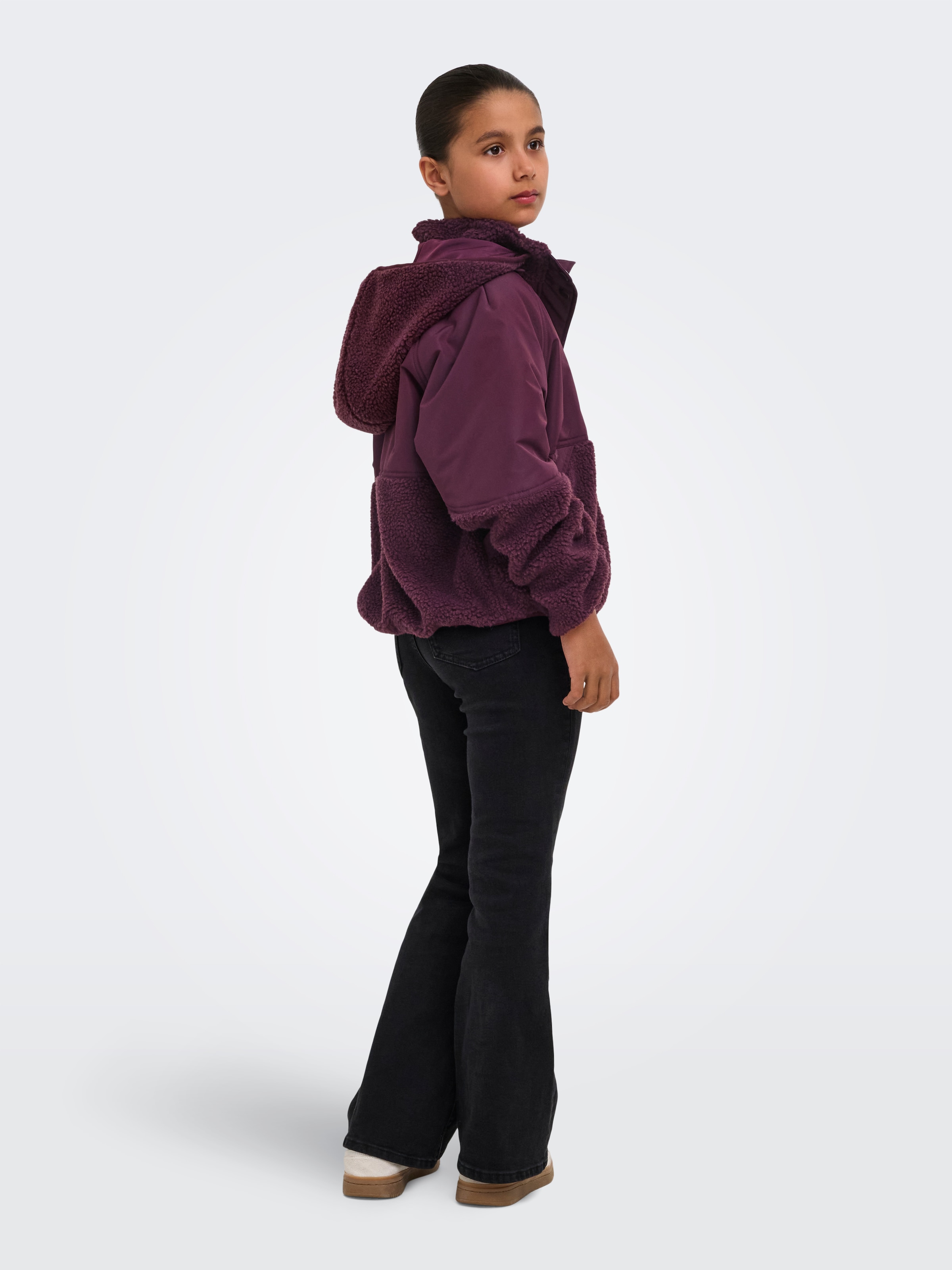 KIDS ONLY Kapuzenplüschjacke »KOGNOMI TEDDY MIX JACKET VD OTW« mit Kapuze im tollen Materialmix mit Plüsch