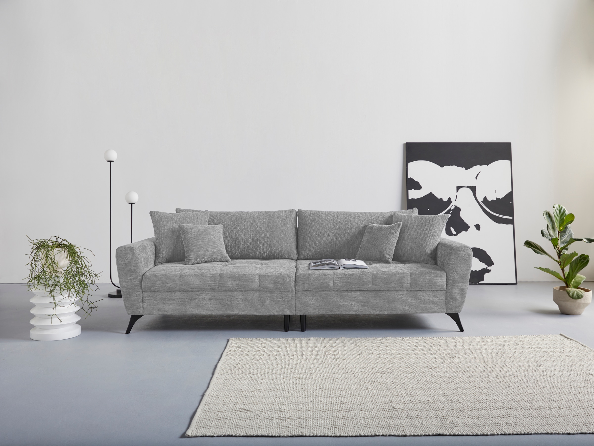 INOSIGN Big-Sofa im auf Steppung auch clean-Bezug, Aqua »Lörby«, feine lose kaufen mit Kissen Sitzbereich, Raten
