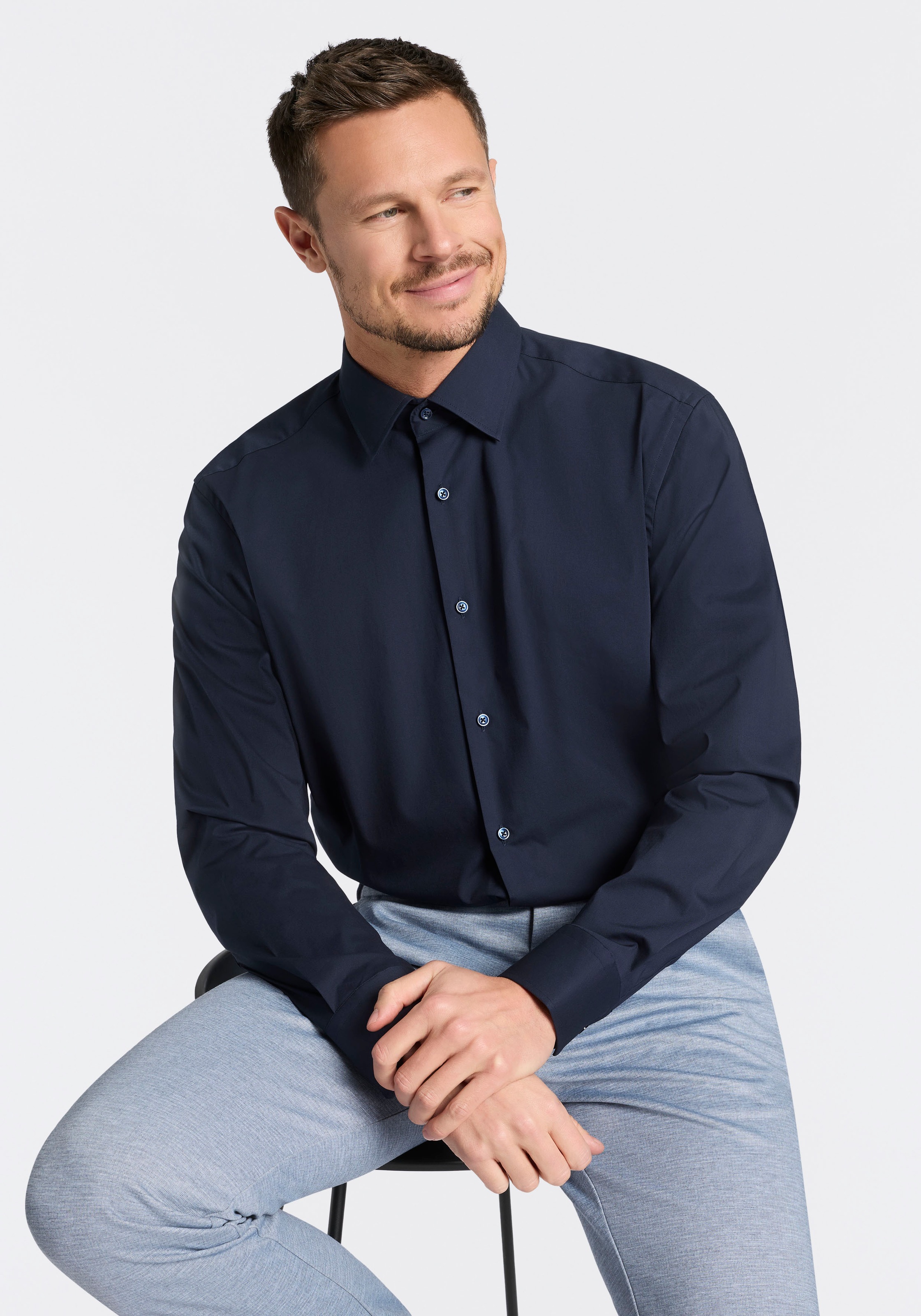 BOSS Businesshemd »Joe Kent« Kentkragen, Regular Fit, bügelleichte Qualität