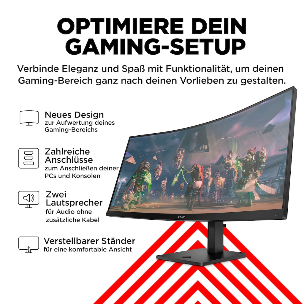 HP Curved-Gaming-Monitor »OMEN 34c (HSD-0159-A)«, 86,4 cm/34 Zoll, 3440 x 1440 px, WQHD, 1 ms Reaktionszeit, 165 Hz