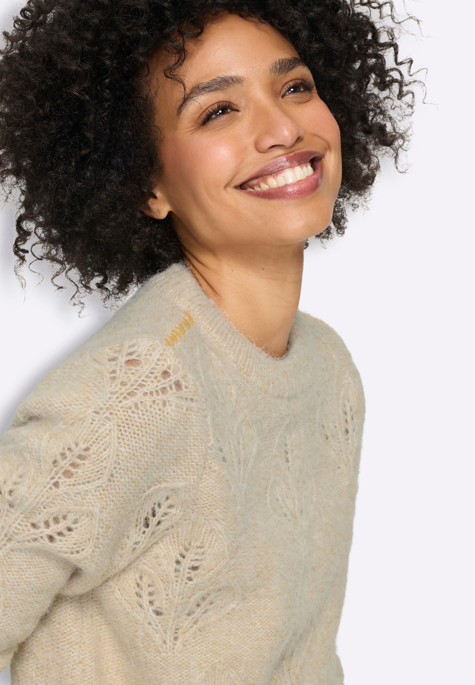 heine Strickpullover »Pullover Ajourpullover mit Effektgarn«