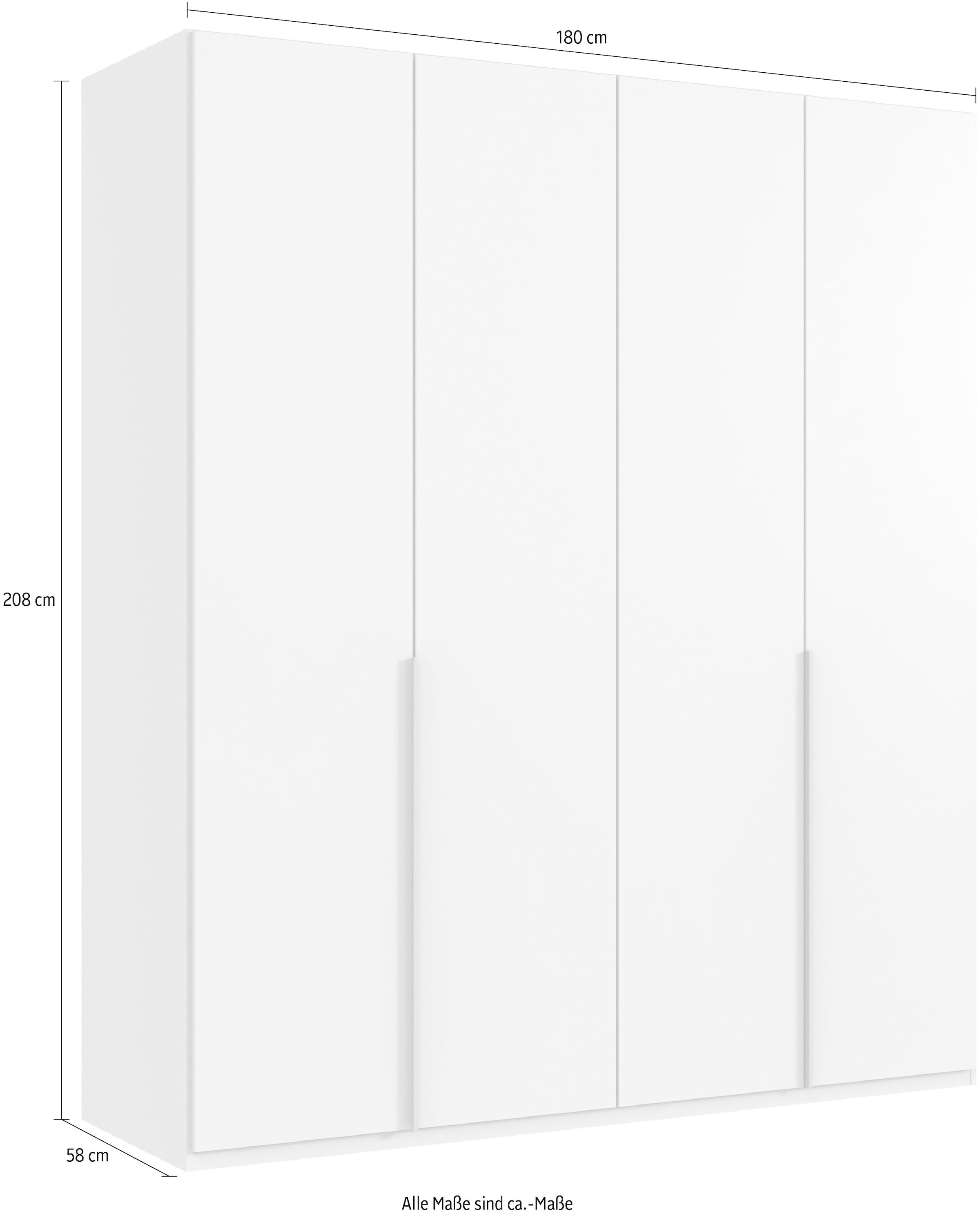 Wimex Kleiderschrank »Mugano, in 5 Breiten und 2 Höhen, Made in Germany«, (in Basic oder Premium Ausstattung mit 2 weiteren Einlegeböden), mit langen Griffstangen aus Metall, wahlweise mit oder ohne Spiegel
