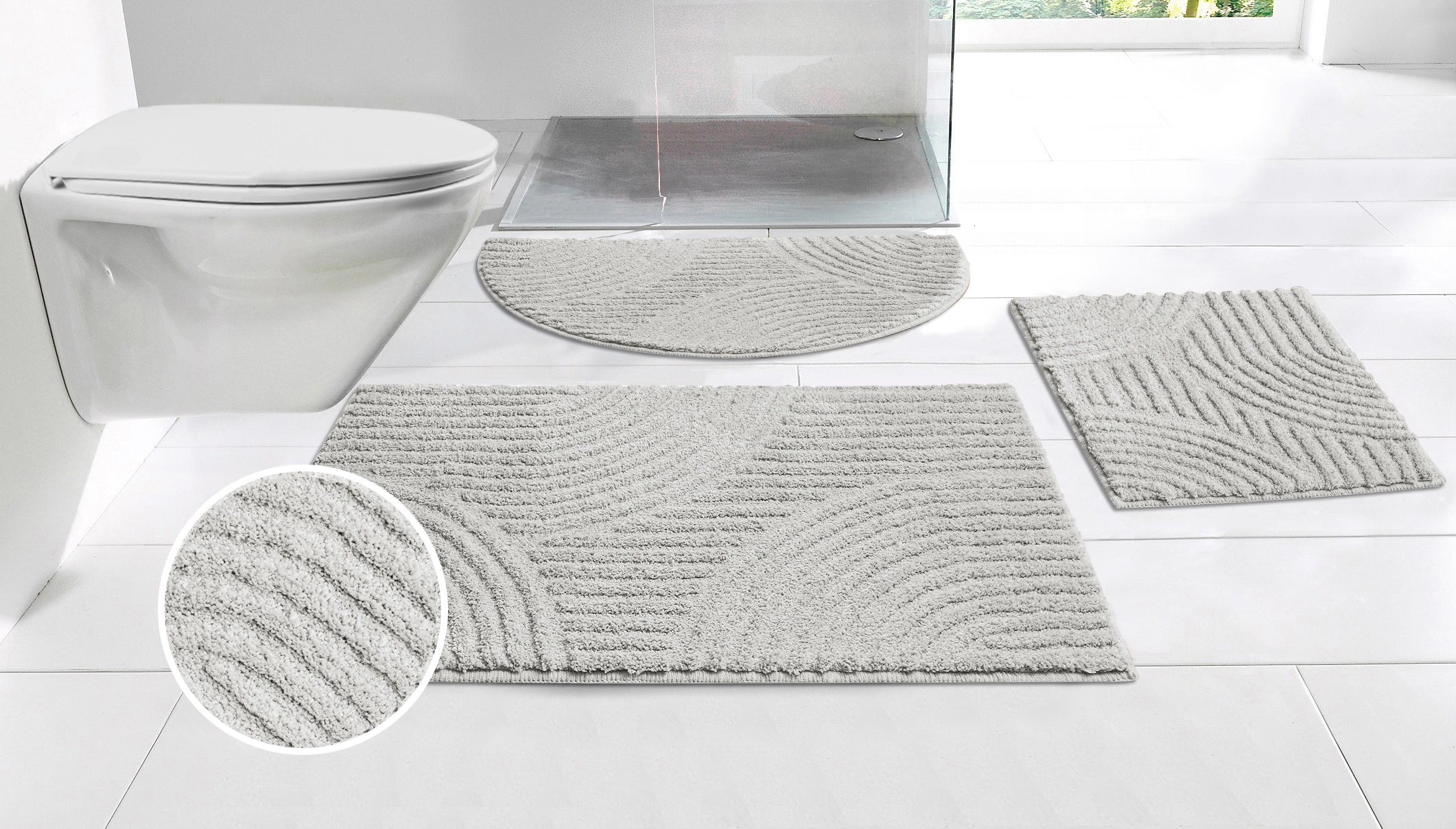 my home Badematte »Ognon, Scandi, Boho, modernes Muster« Höhe 15 mm rutschhemmend beschichtet fußbodenheizungsgeeignet | schnell trocknend | strapazierfähig Badteppich, Uni Farben, Hoch-Tief-Effekt