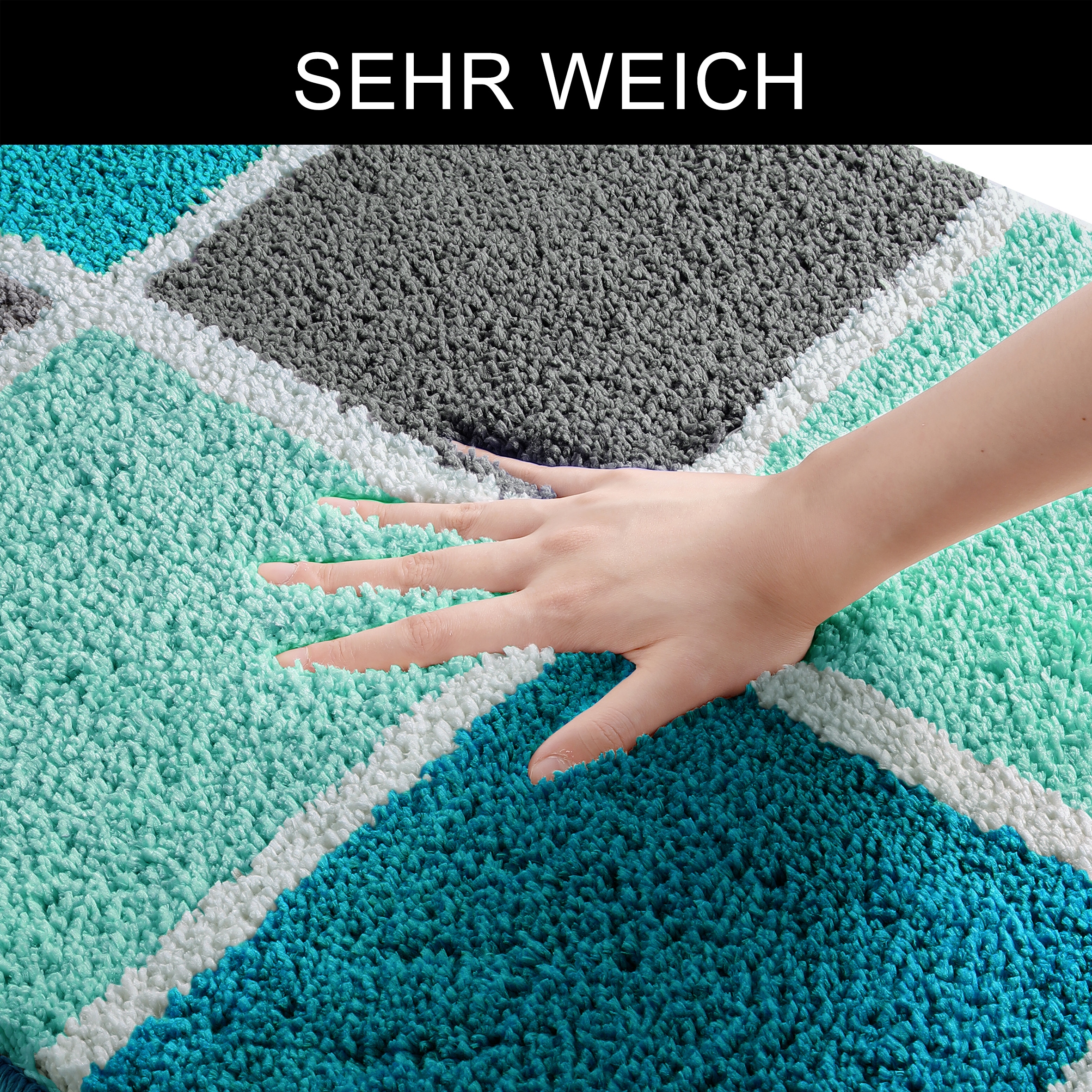 my home Badematte »Anna mit Kachelmuster, Badvorleger, Badezimmer Teppich, Duschvorleger«, rutschhemmend beschichtet, strapazierfähig, Badteppich, Hoch Tief Effekt, Modern, Weich