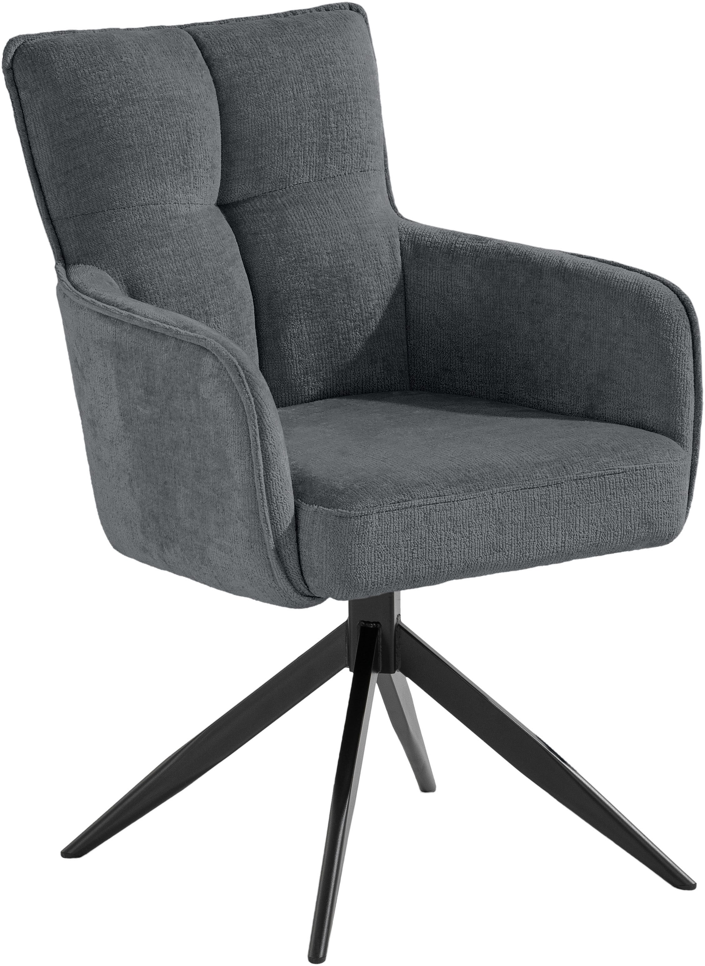 set one by Musterring Armlehnstuhl »Tucson« (Set) 2er-Set, drehbar mit Rückholfunktion, Stativgestell Eisen schwarz