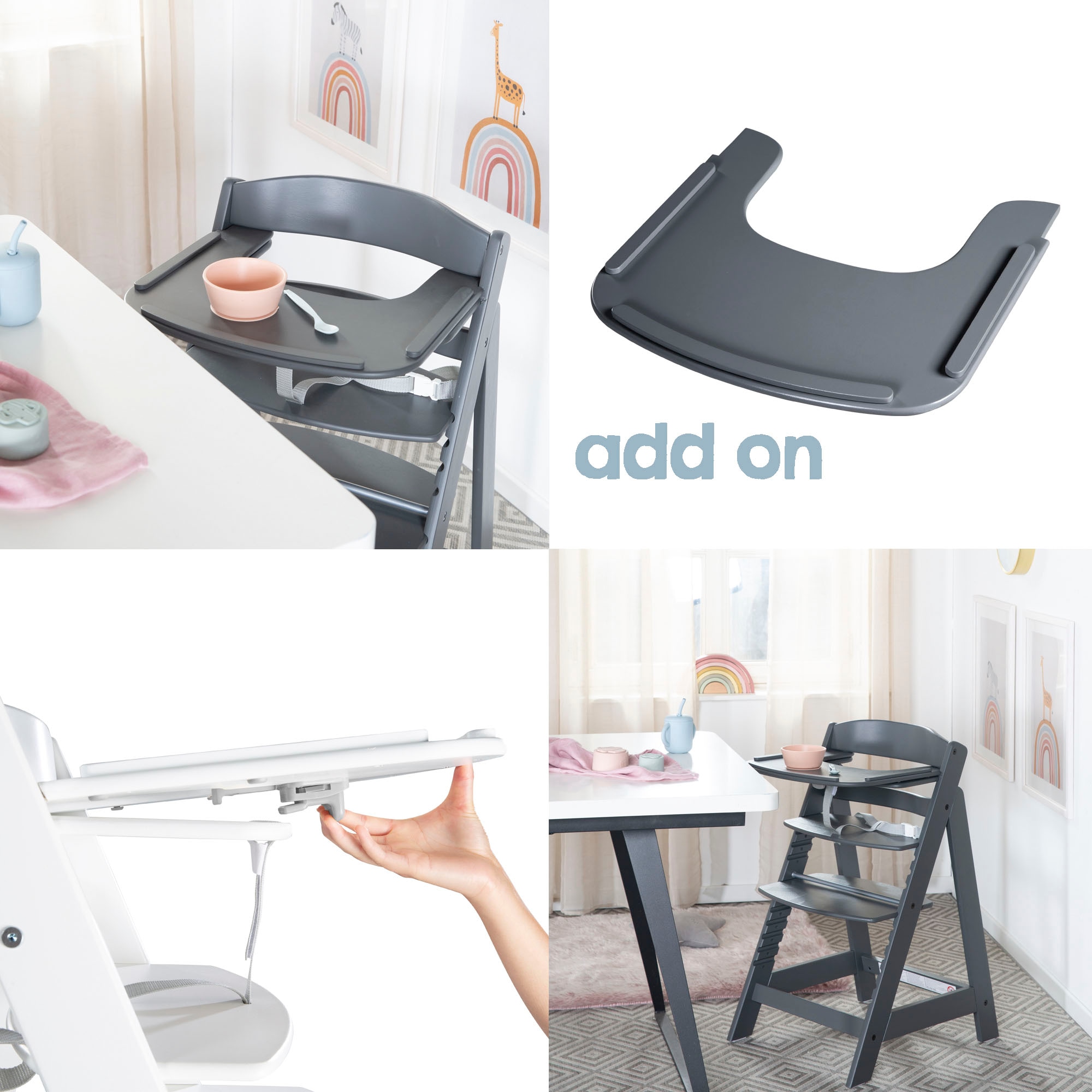 roba® Hochstuhl »Treppenhochstuhl Sit Up Click 'N' Flex, anthrazit«, aus Holz