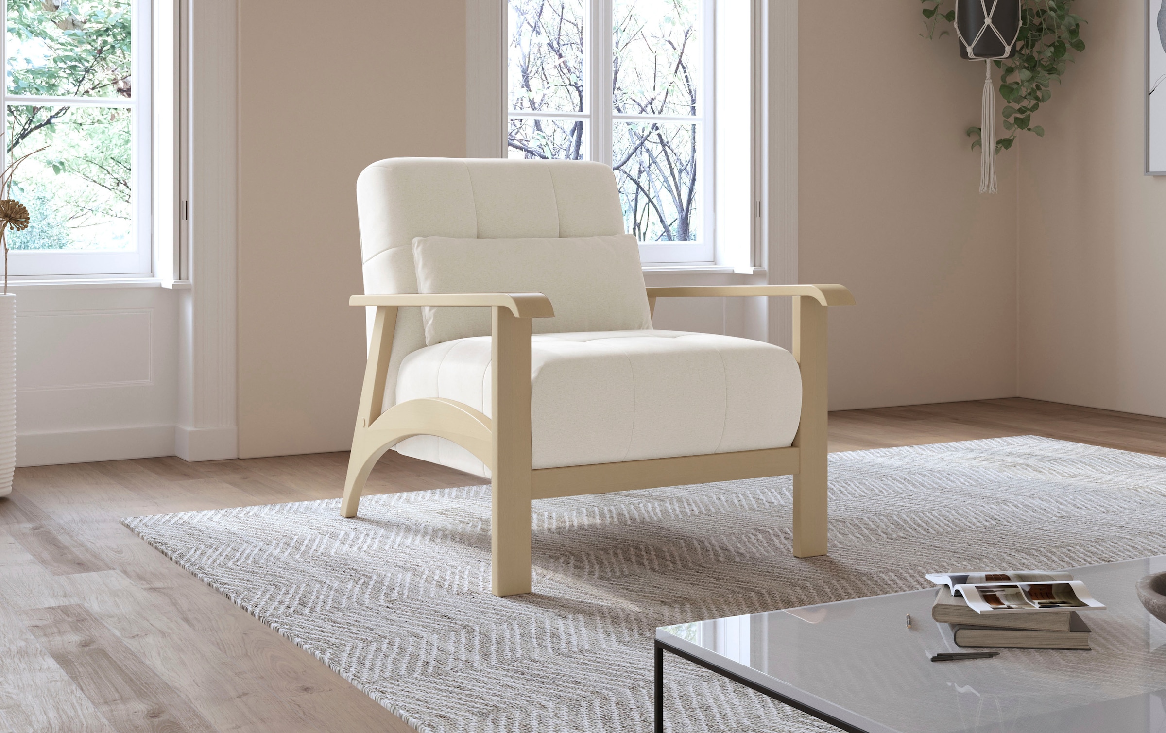 sit&more Sessel »Billund« Armlehnen aus Buchenholz in natur, verschiedene Bezüge und Farben