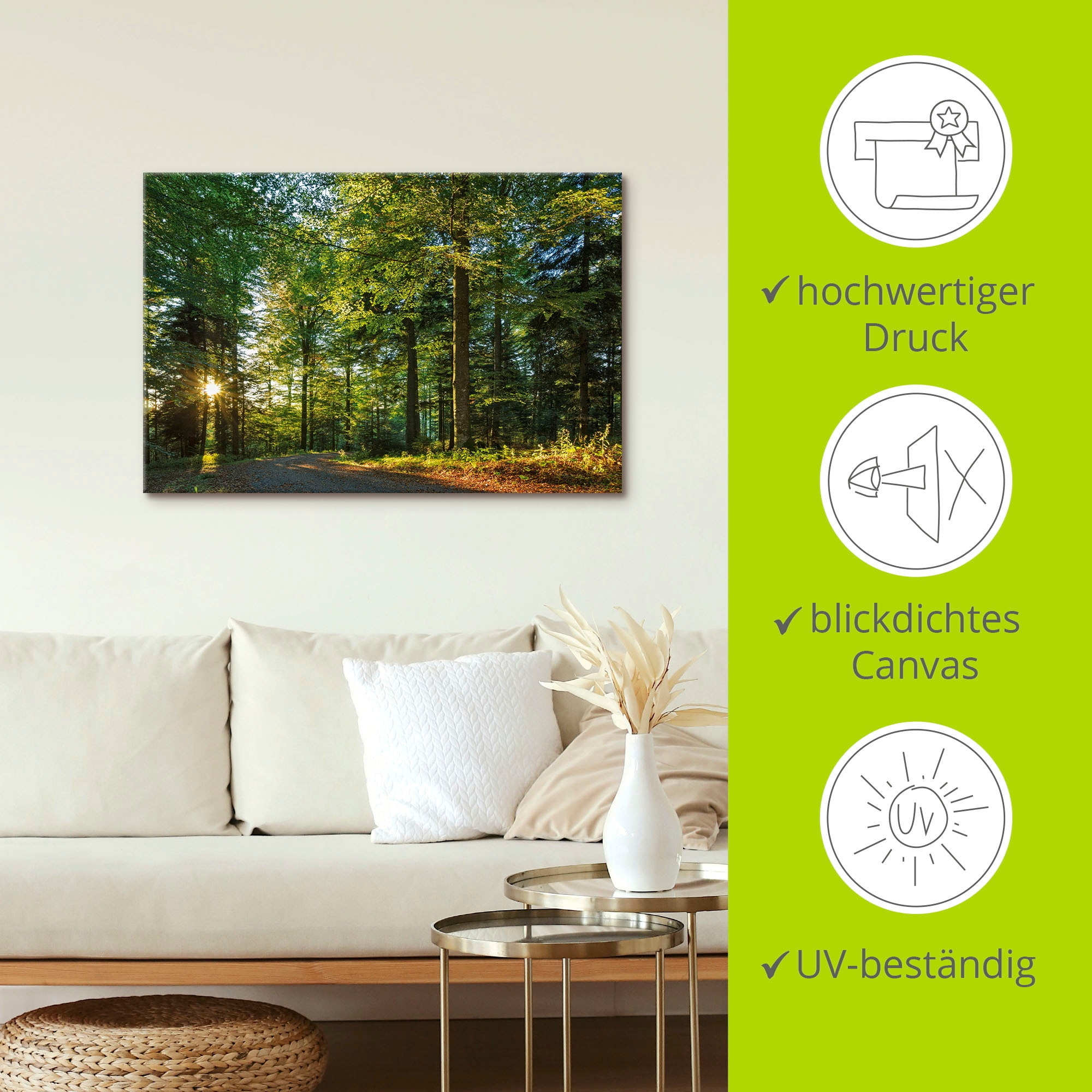 Artland »Waldweg im Romantischen Schwarzwald« Waldbilder 1 Stk. tlg. als Alubild, Leinwandbild in verschied. Größen