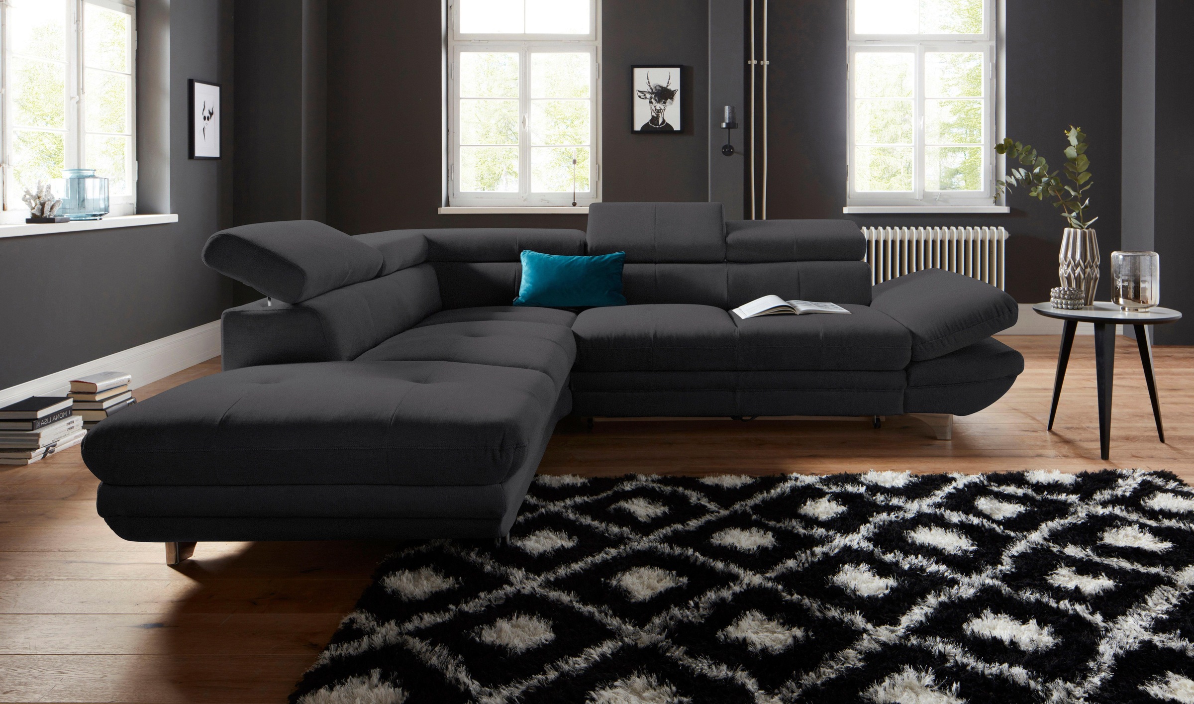COTTA Polstergarnitur »Enterprise L-Form«, (Set), Set bestehend aus: Ecksofa mit Arm- & Kopfteilverstellung & Hocker