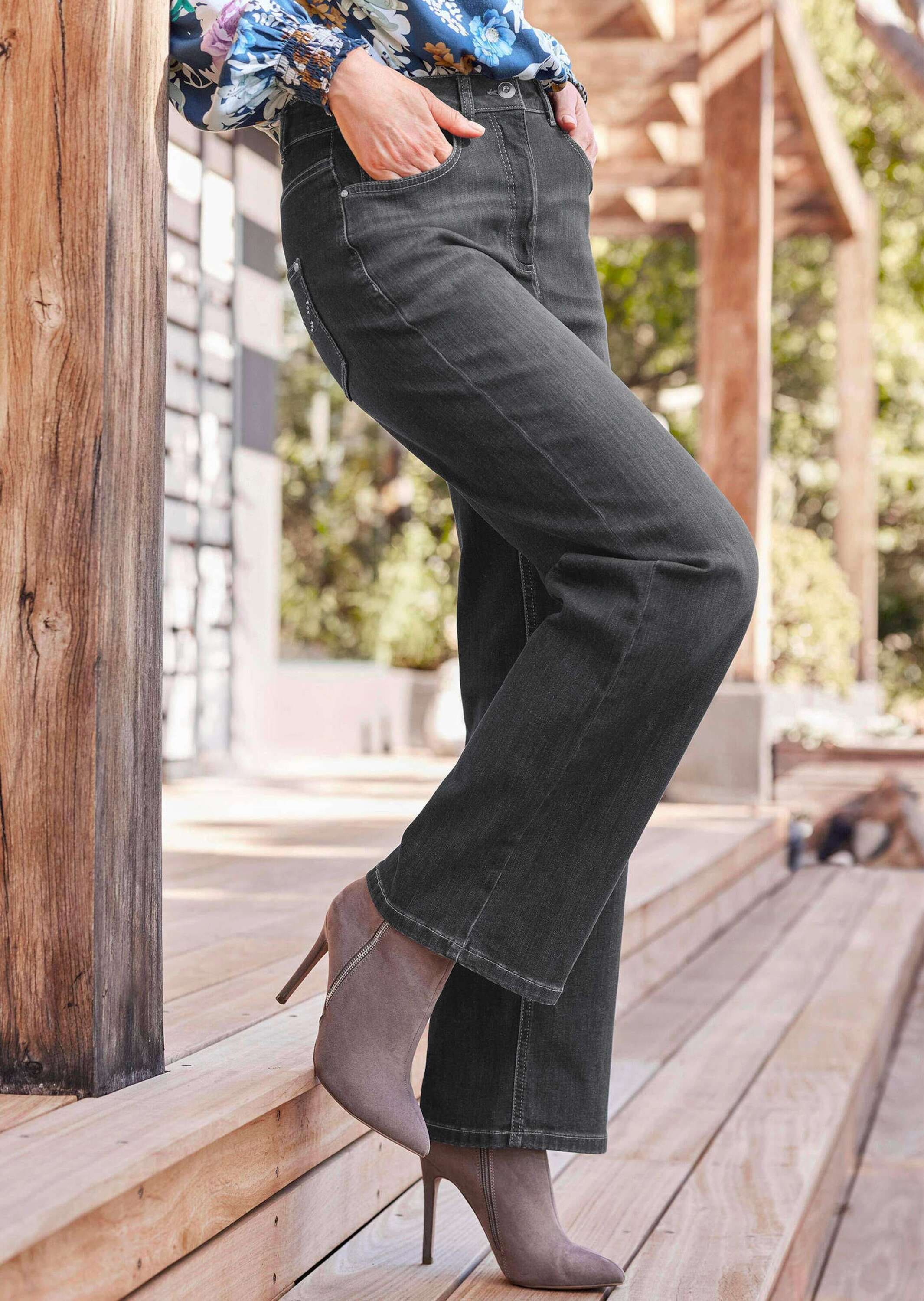 GOLDNER Stretch-Jeans »Kurzgröße Denim Jeans mit weitem Bein«