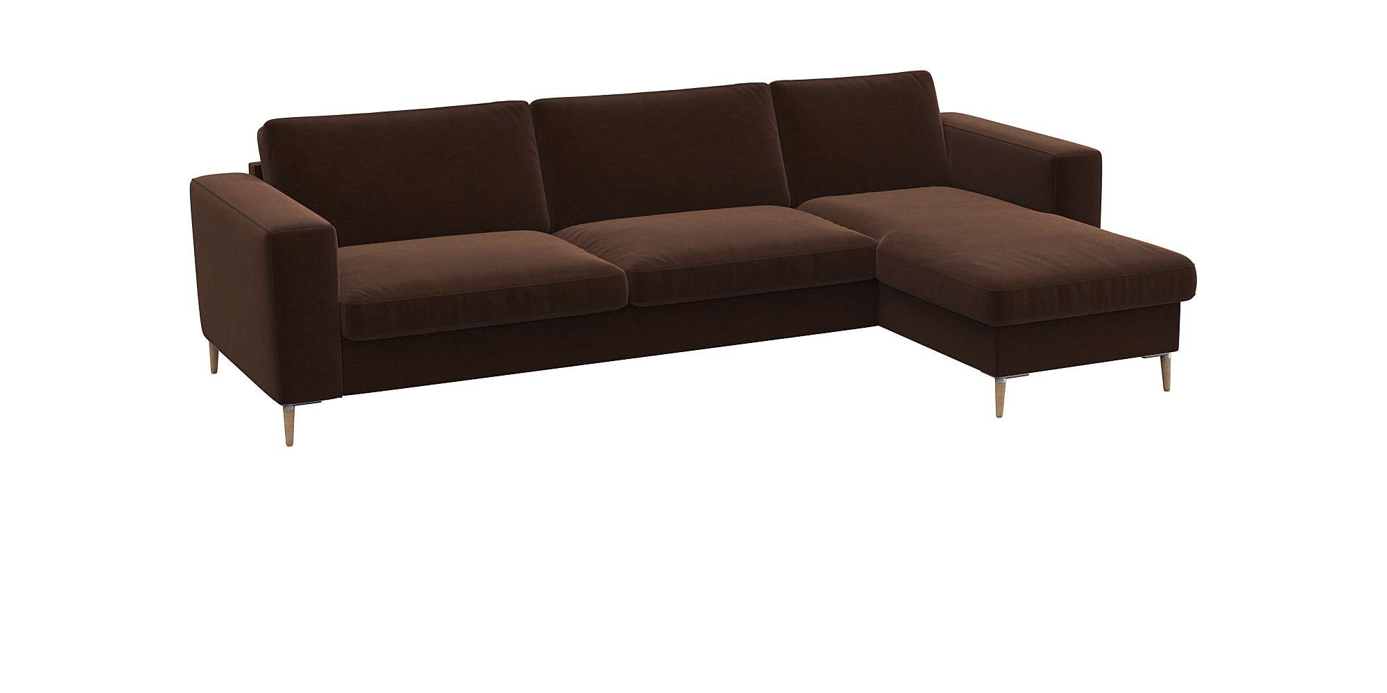 FLEXLUX Ecksofa »Fiore, super Sitzkomfort durch Kaltschaum im Sitz, L-Form«, breite Armlehnen, Kaltschaum, Füße Alu+ Eiche