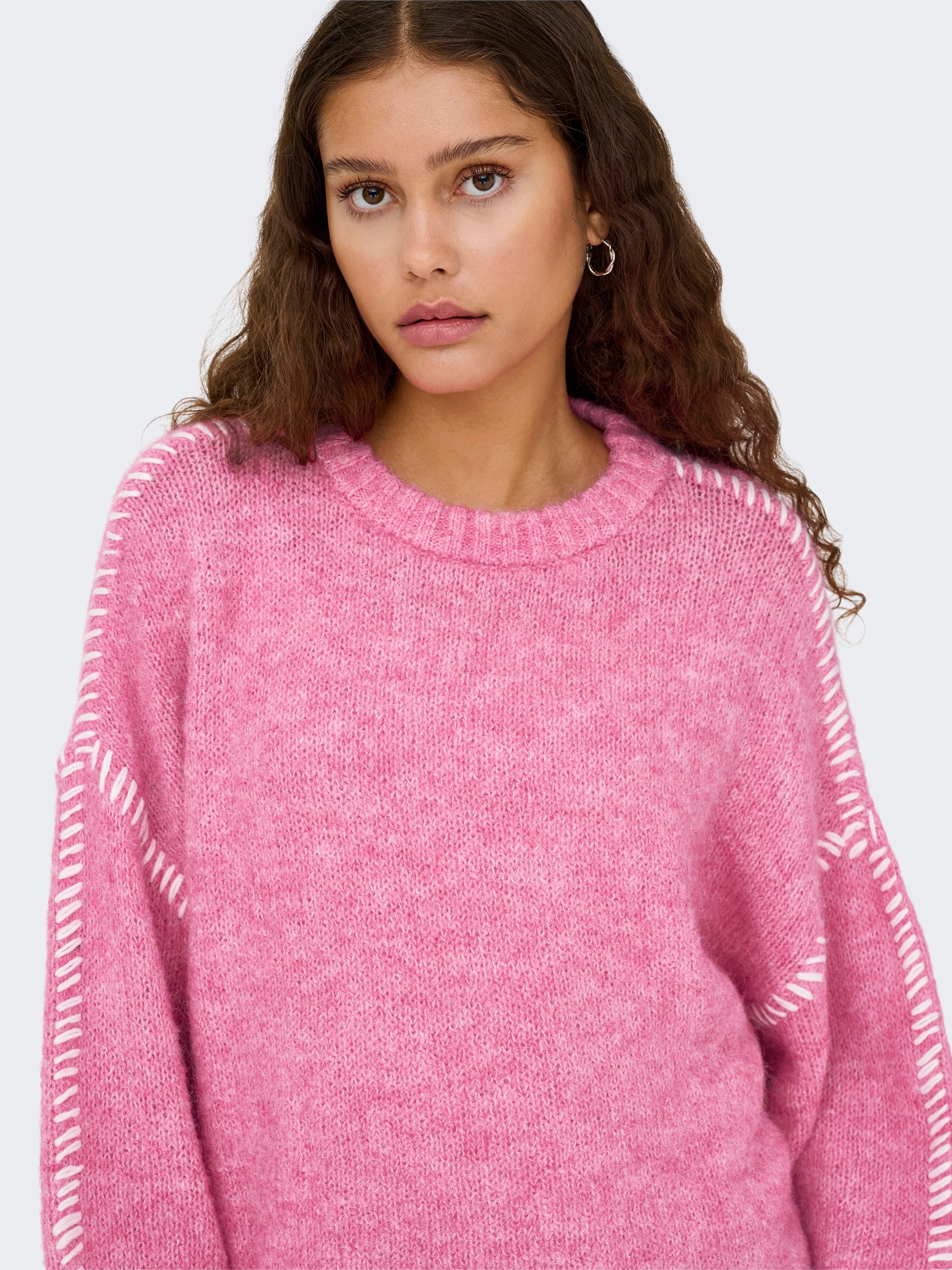 JDY Rundhalspullover »JDYZOEY LIFE L/S ON STITCH PULL KNT NOOS« mit dekorativen Ziernähten