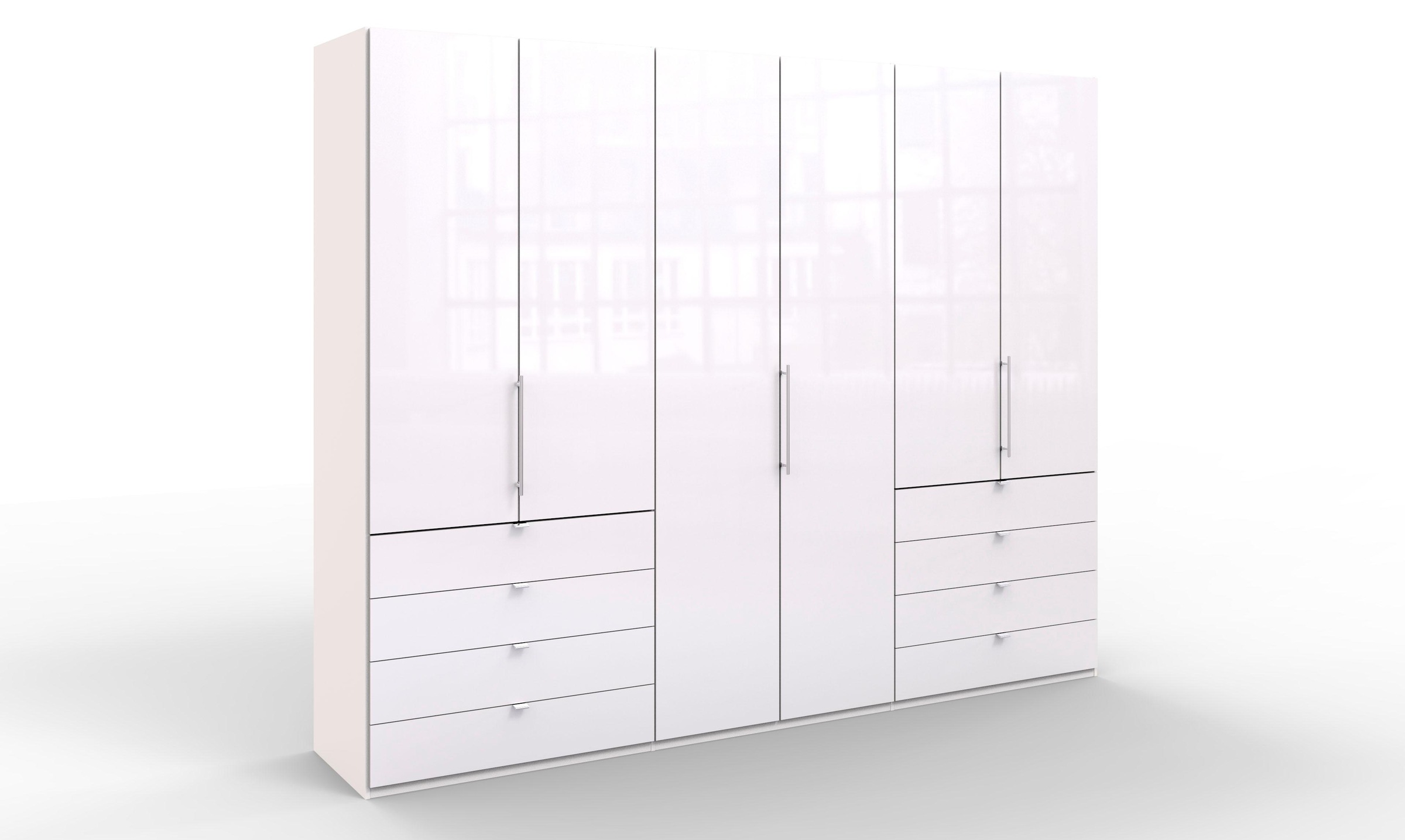 WIEMANN Falttürenschrank »Loft, Kleiderschrank, Schrank, Wäscheschrank, mit Glasfront« 3 Breiten, 2 Höhen 216/236 cm auswählbar, MADE IN GERMANY,  inkl. gepämpften Schubkästen und Türen, mit Panoramaöffnung