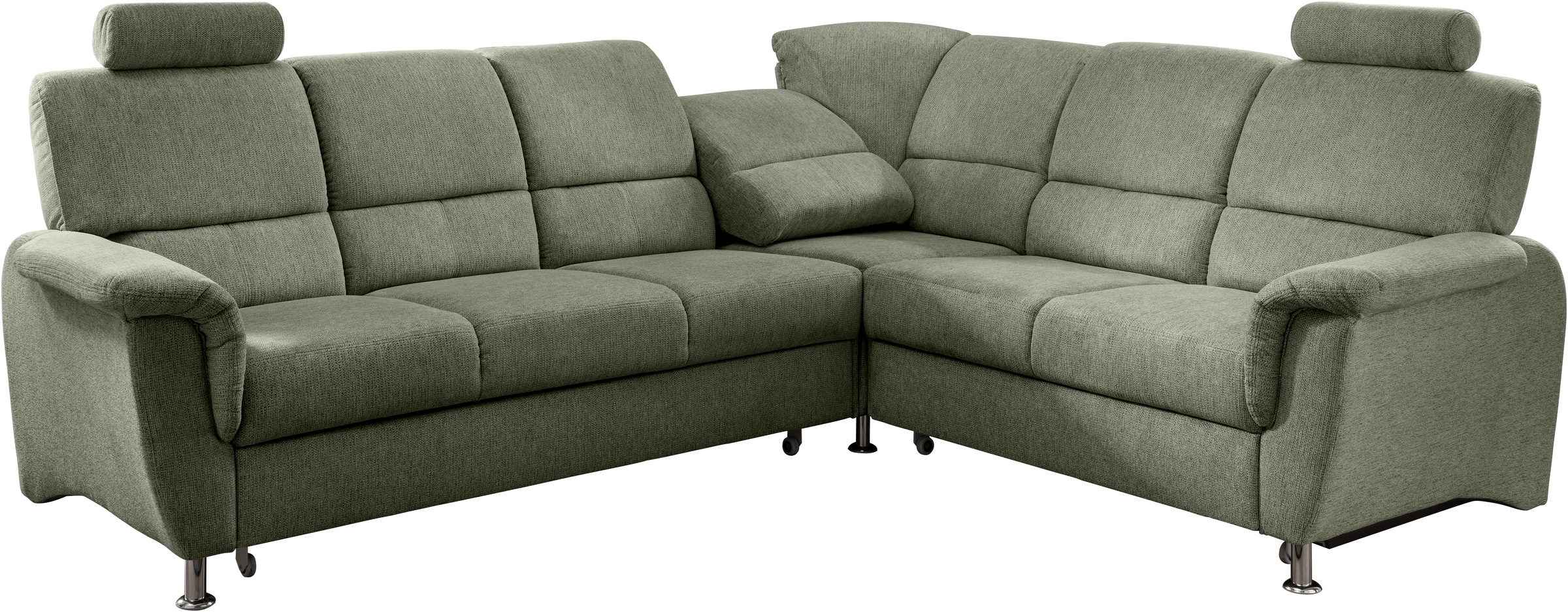 Home affaire Ecksofa »Pisa L-Form, mit Schlaffunktion, Stauraum, 2x höhenverstellbare«, Kopfstützen und Relaxfunktion im Eckelement