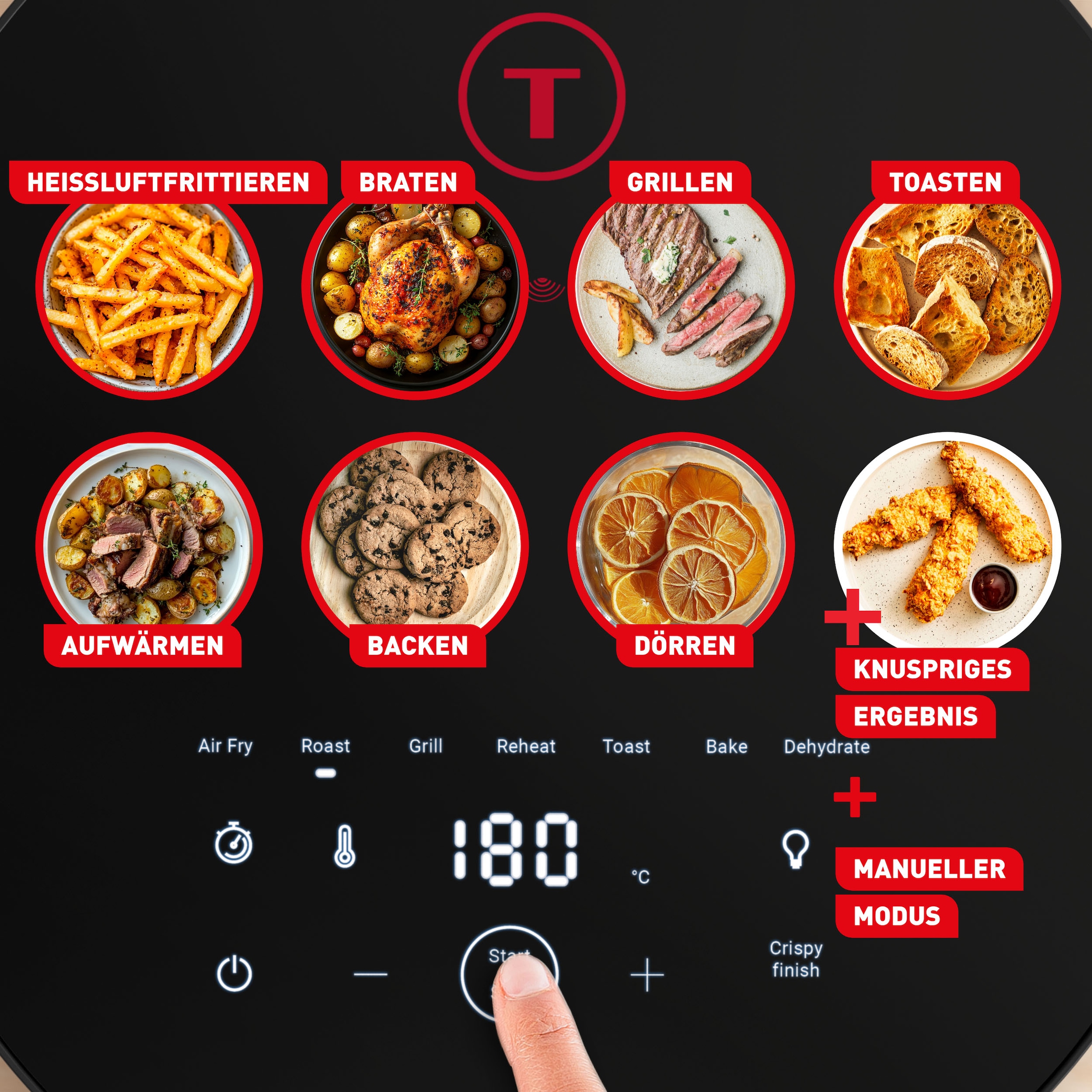 Tefal Heißluftfritteuse »Easy Fry Infrared« 8 Programme, Sichtfenster, doppelte Heizelemente, EY832H