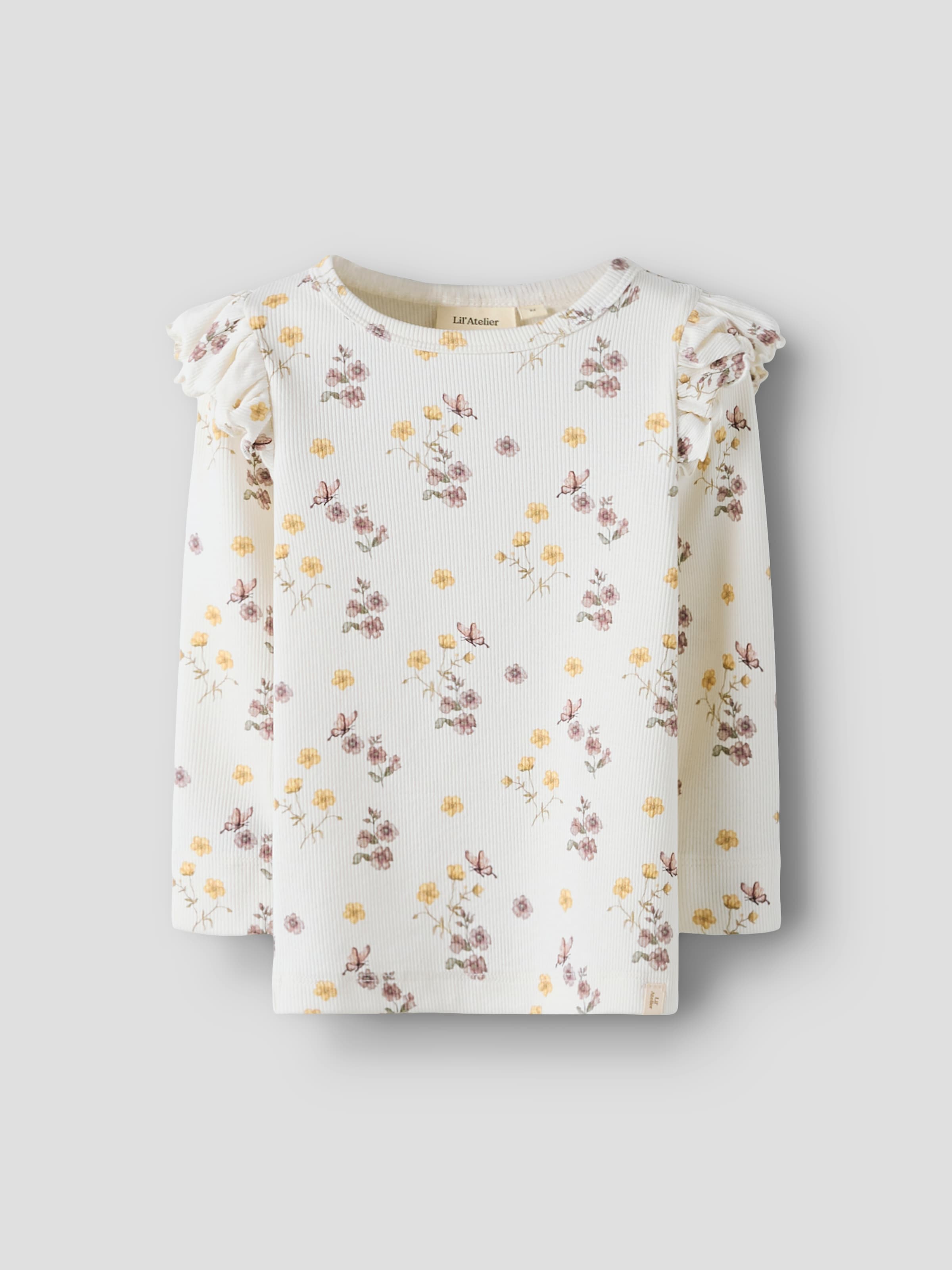 Lil' Atelier Langarmshirt »NMFGAVO EKO LS SLIM TOP LIL NOOS« mit Rüschen, weiche Jersey Rippqualität